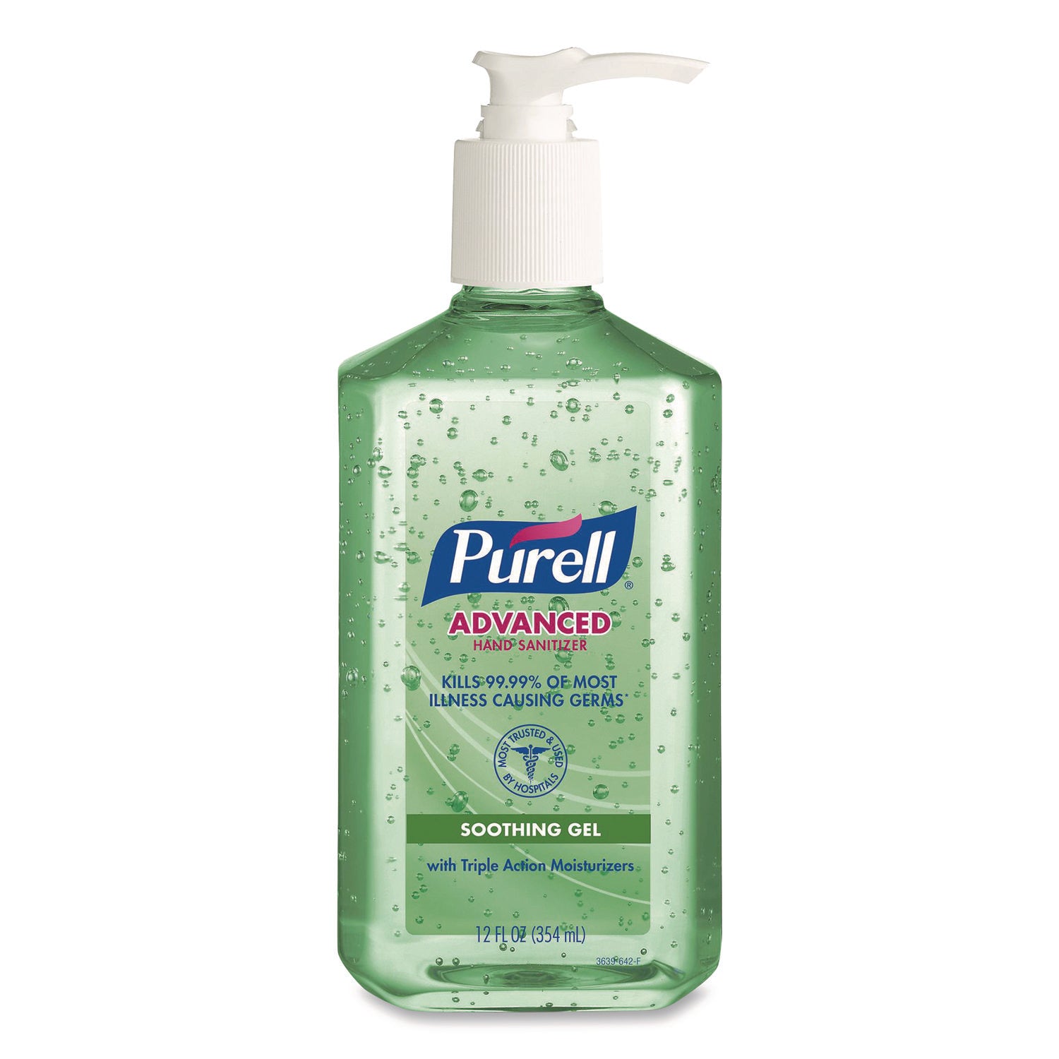 PURELL Hand Sanitizer Gel, 12 fl oz Pump Bottle, Clear, Non-sticky, Residue-free, Aloe, 12/Carton