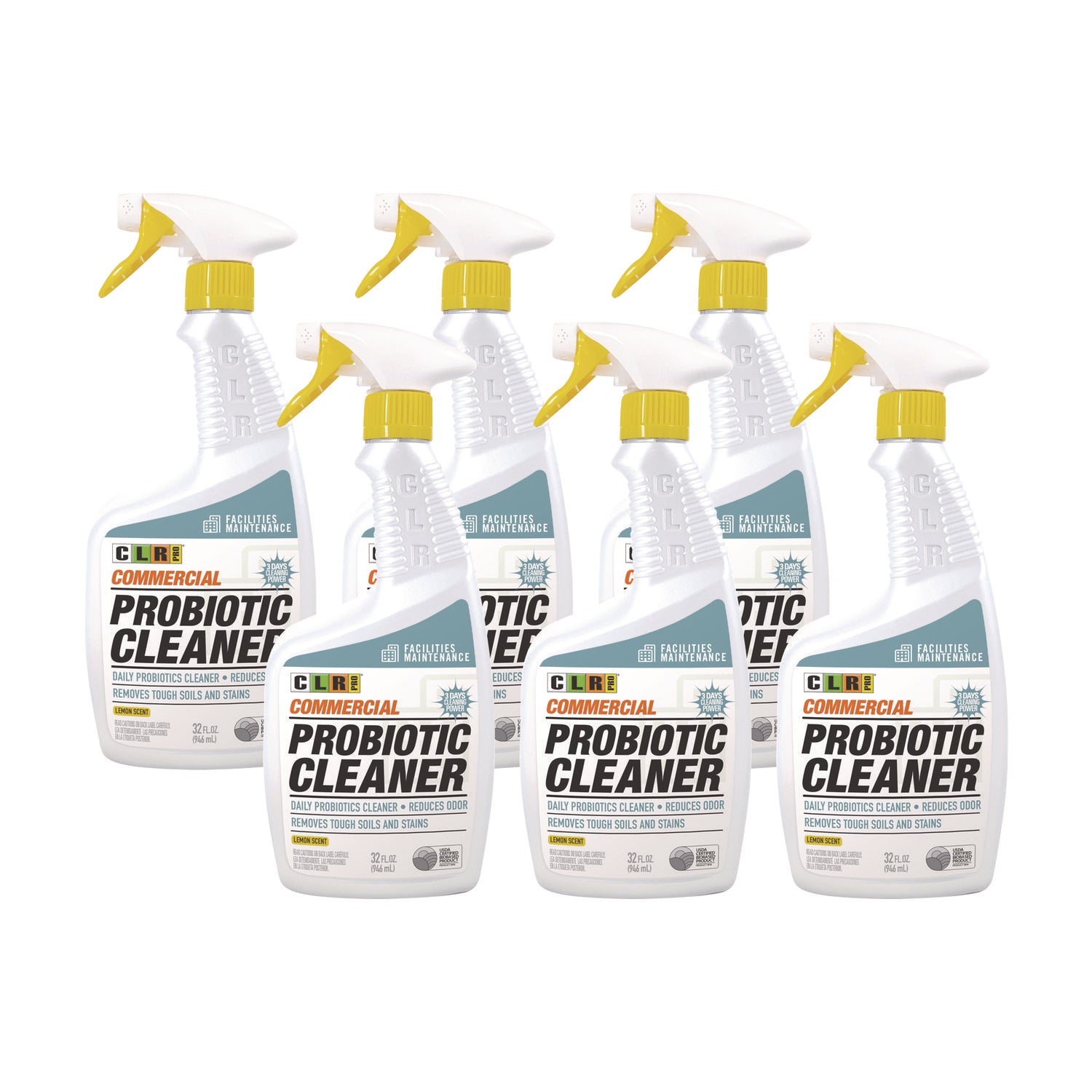 For Commercial, Multipurpose - Spray - 32 fl oz (1 quart) - Lemon Scent - White - 6 / Carton