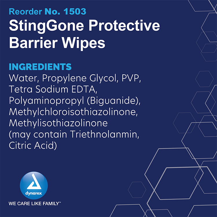StingGone Protective Barrier Wipes - 50 pcs per Box/20 Boxes per Case