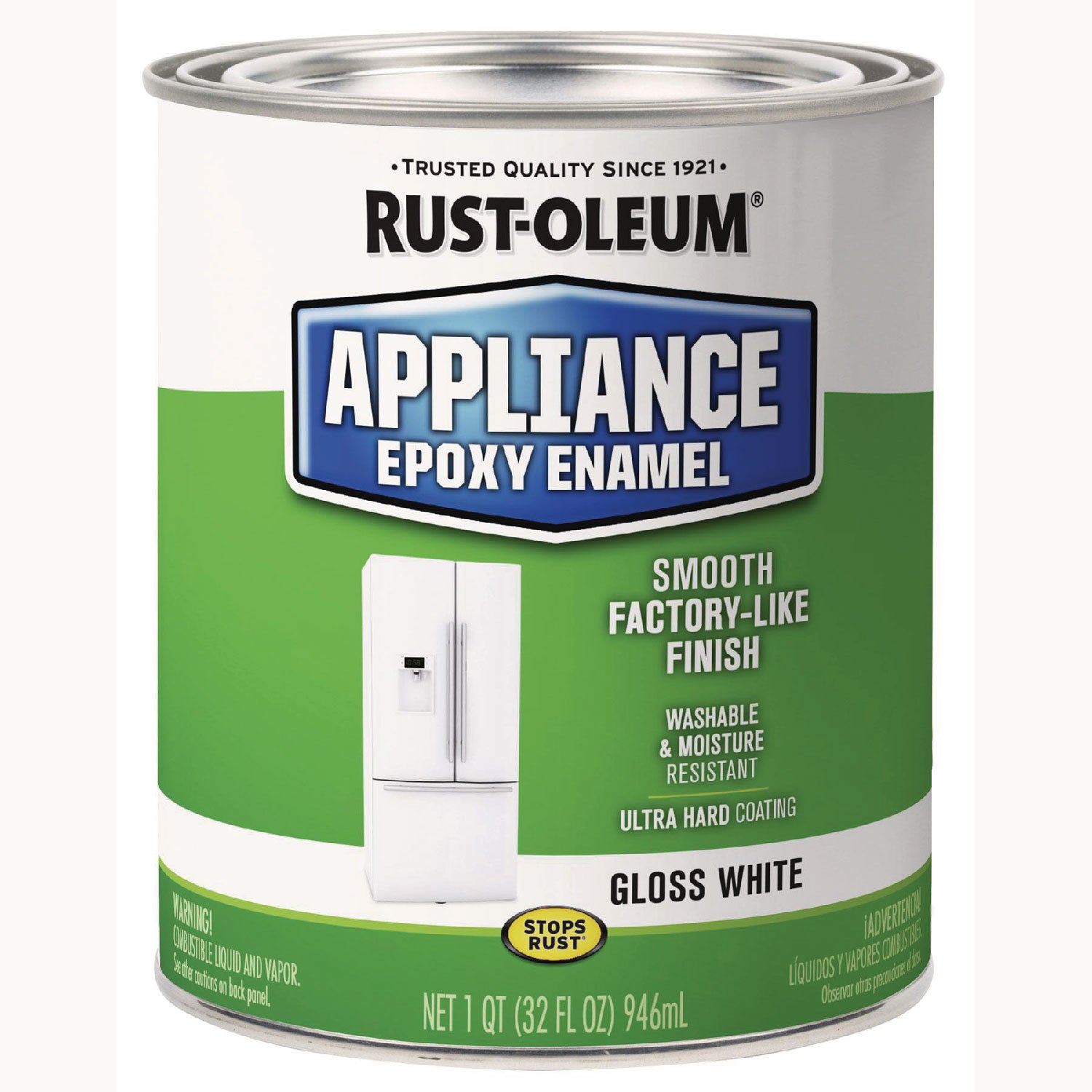 Appliance Epoxy Gloss Paint, Gloss White, 1 qt Bucket/Pail, 2/Carton