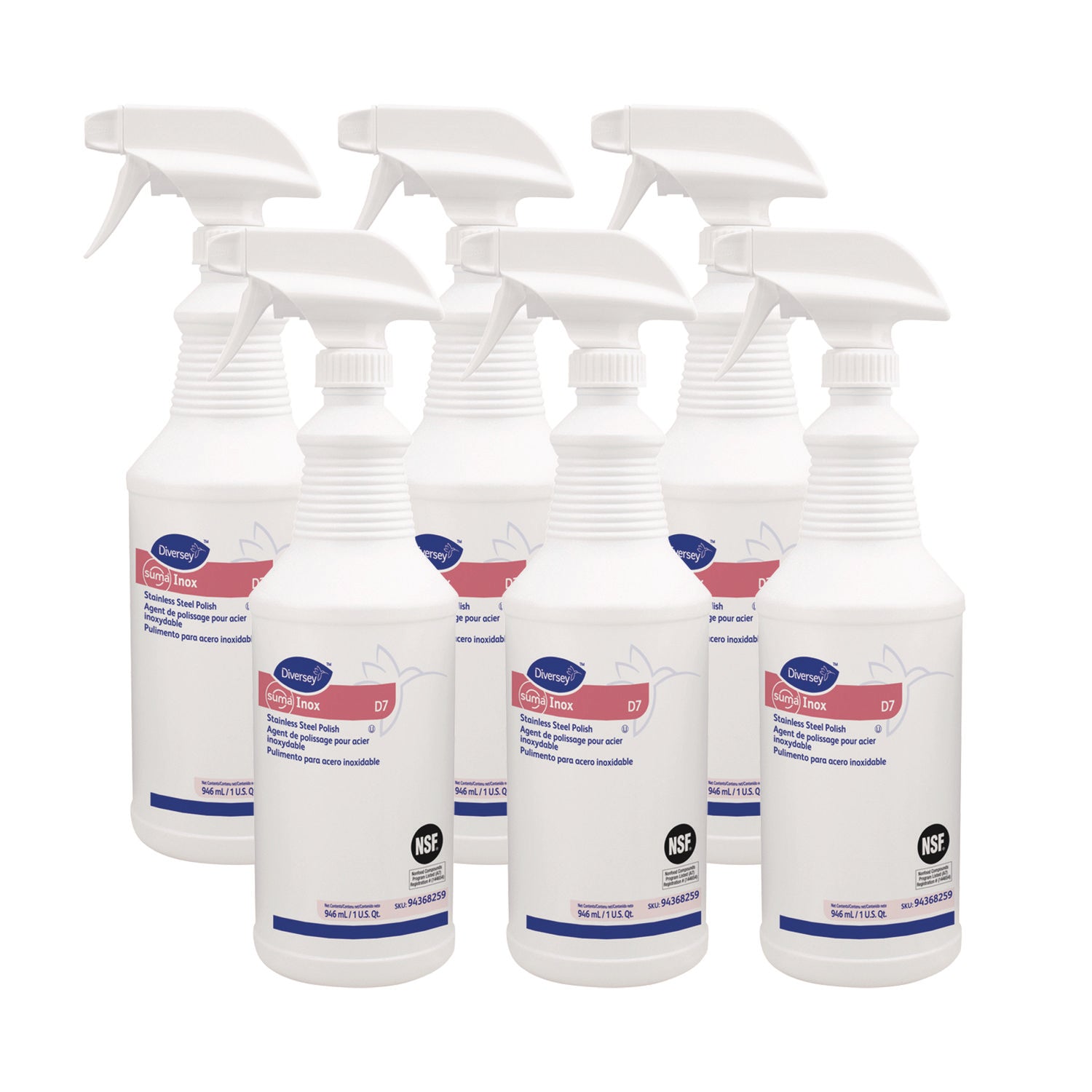 Diversey Suma Inox Stainless Steel Polish, Ready-To-Use, Oil-Based, Hydrocarbon Scent, Clear, 32 fl oz (1 quart), 1 Each