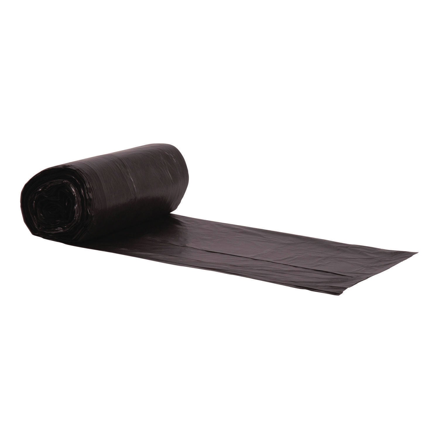 High-Density Waste Can Liners, 10 gal, 8 mic, 24" x 24", Black, Roll, 1,000/Carton
