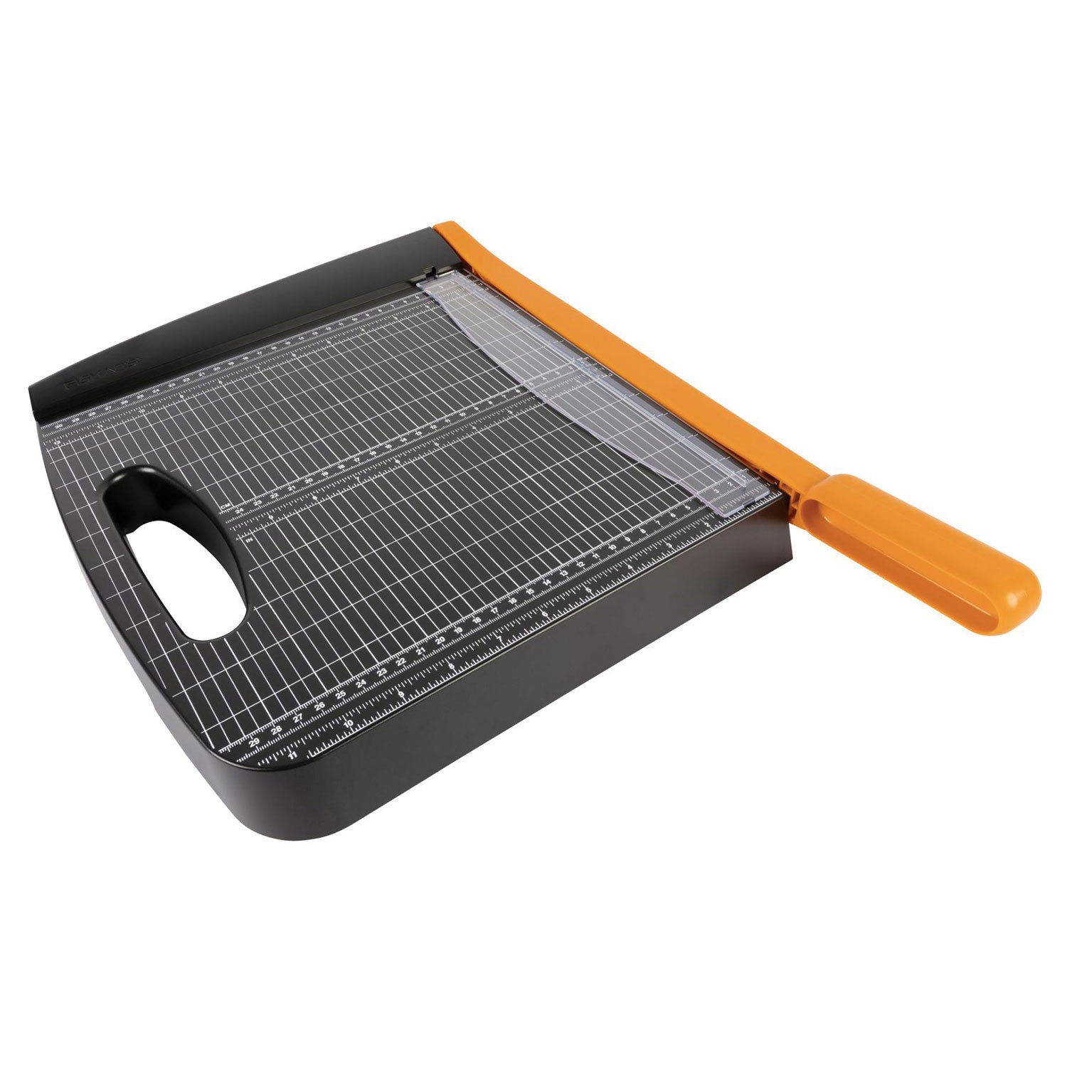 15 Sheet Cutting Capacity - 12" Cutting Length - Self-sharpening, Ergonomic Handle, Comfortable Grip, Paper Clamp, Safety Lock, Built-in Carry Handle - Resin - Black - 1 Each