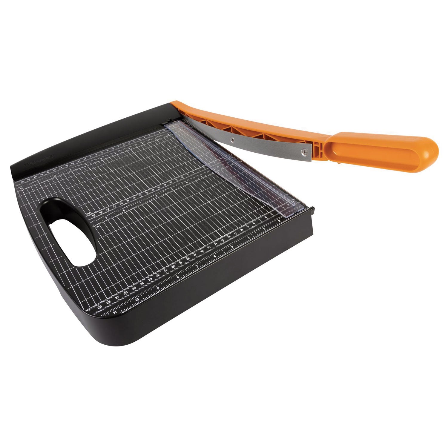 15 Sheet Cutting Capacity - 12" Cutting Length - Self-sharpening, Ergonomic Handle, Comfortable Grip, Paper Clamp, Safety Lock, Built-in Carry Handle - Resin - Black - 1 Each