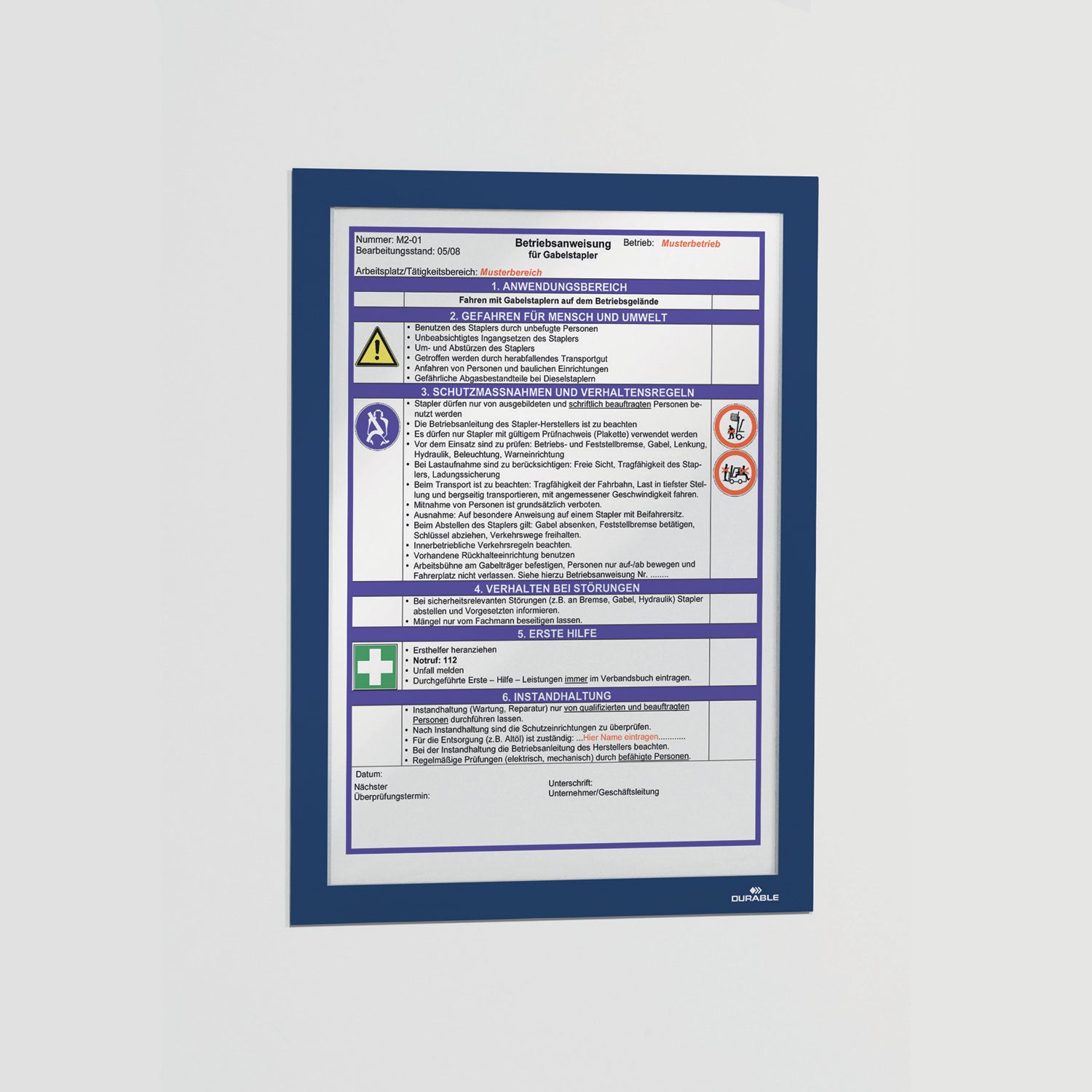 9.50" x 12" Frame Size - Portrait, Landscape - Magnetic, Easy to Use, Self-adhesive, Anti-glare, Sturdy - Plastic - Dark Blue - 2 / Pack - TAA Compliant