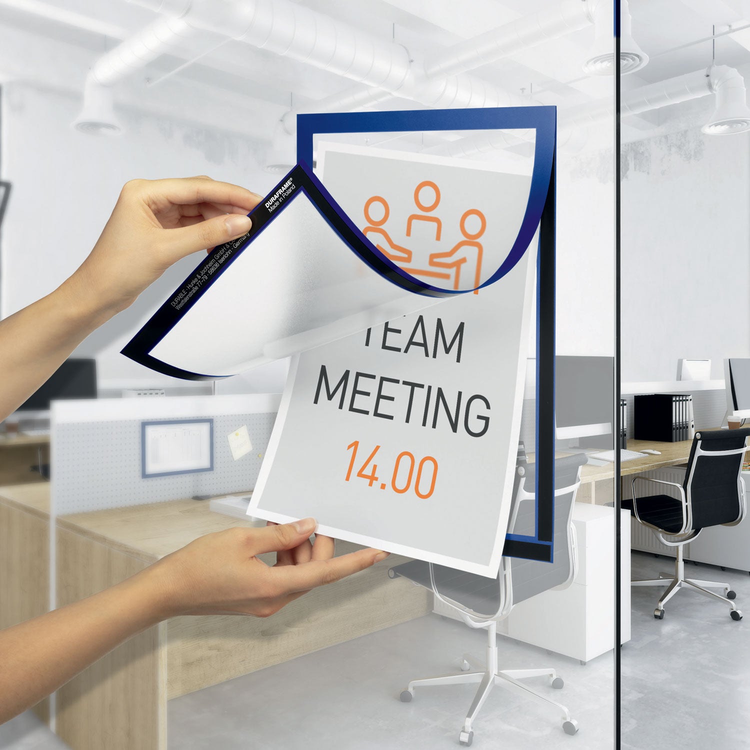 9.50" x 12" Frame Size - Portrait, Landscape - Magnetic, Easy to Use, Self-adhesive, Anti-glare, Sturdy - Plastic - Dark Blue - 2 / Pack - TAA Compliant