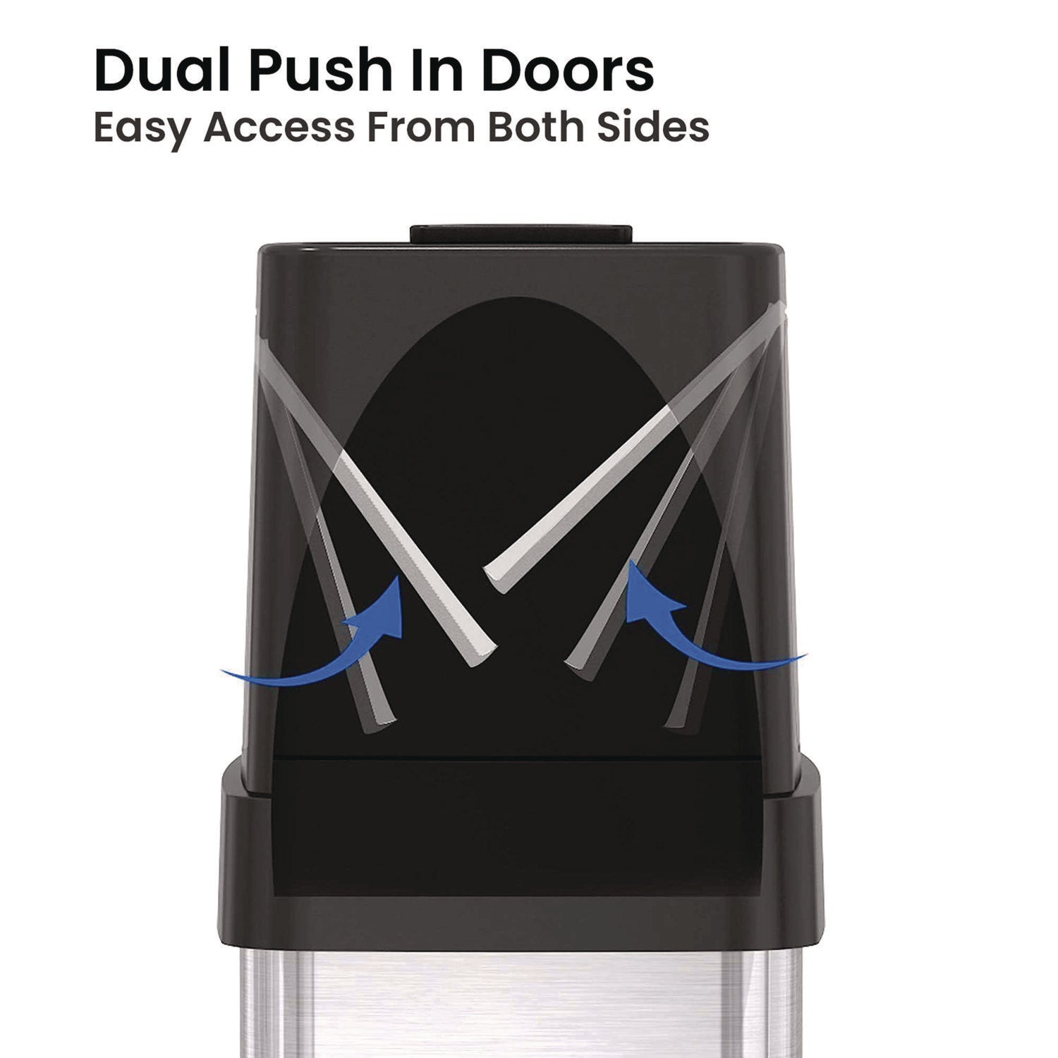 Dual Push Door Trash Can, 24 gal, Stainless Steel, Silver/Black