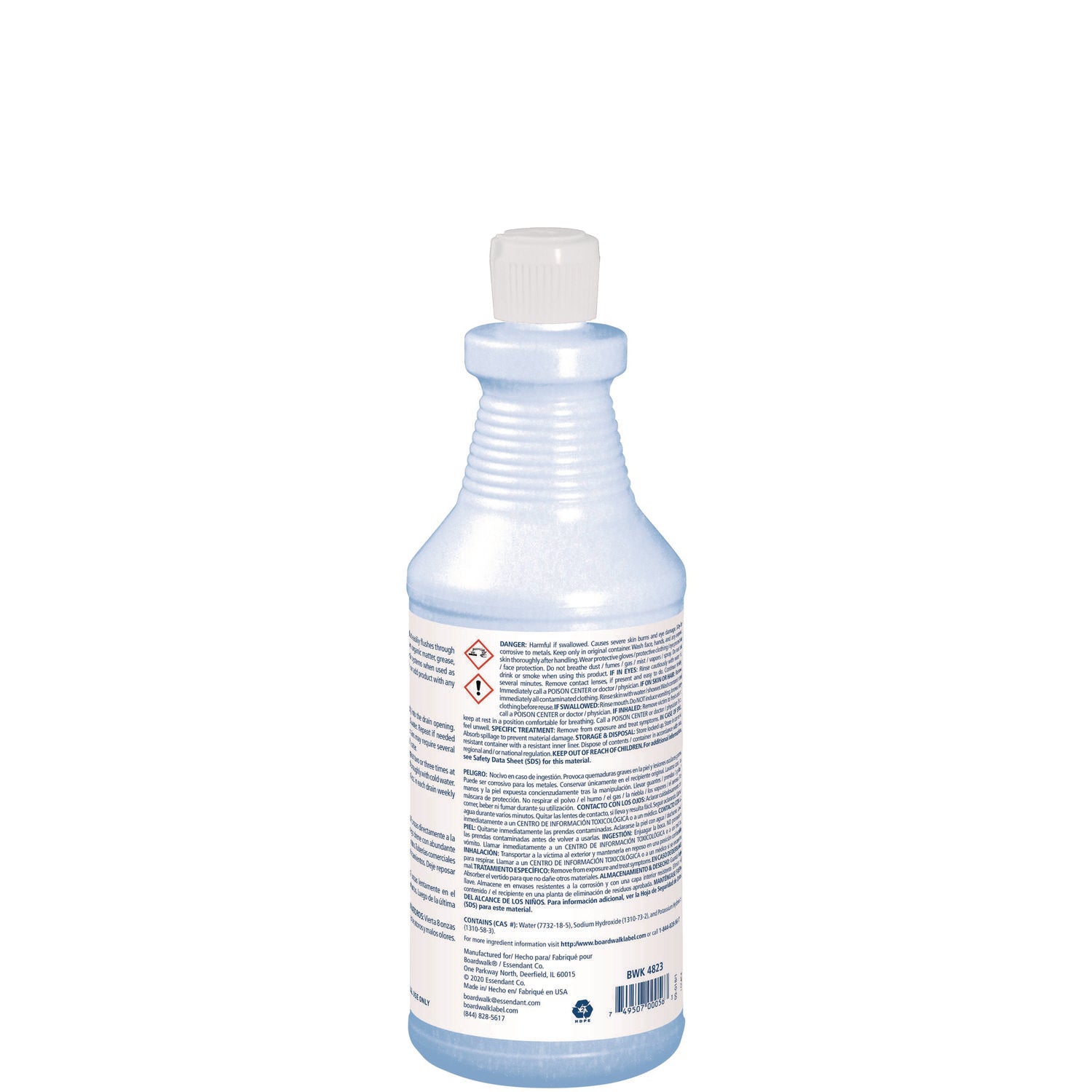 Industrial Strength Alkaline Drain Cleaner and Clog Remover, 32 oz Bottle, 12/Carton