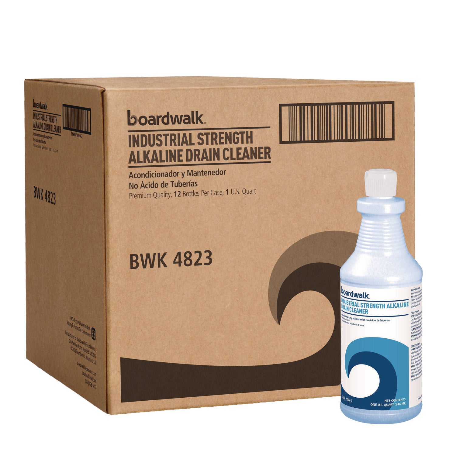 Industrial Strength Alkaline Drain Cleaner and Clog Remover, 32 oz Bottle, 12/Carton