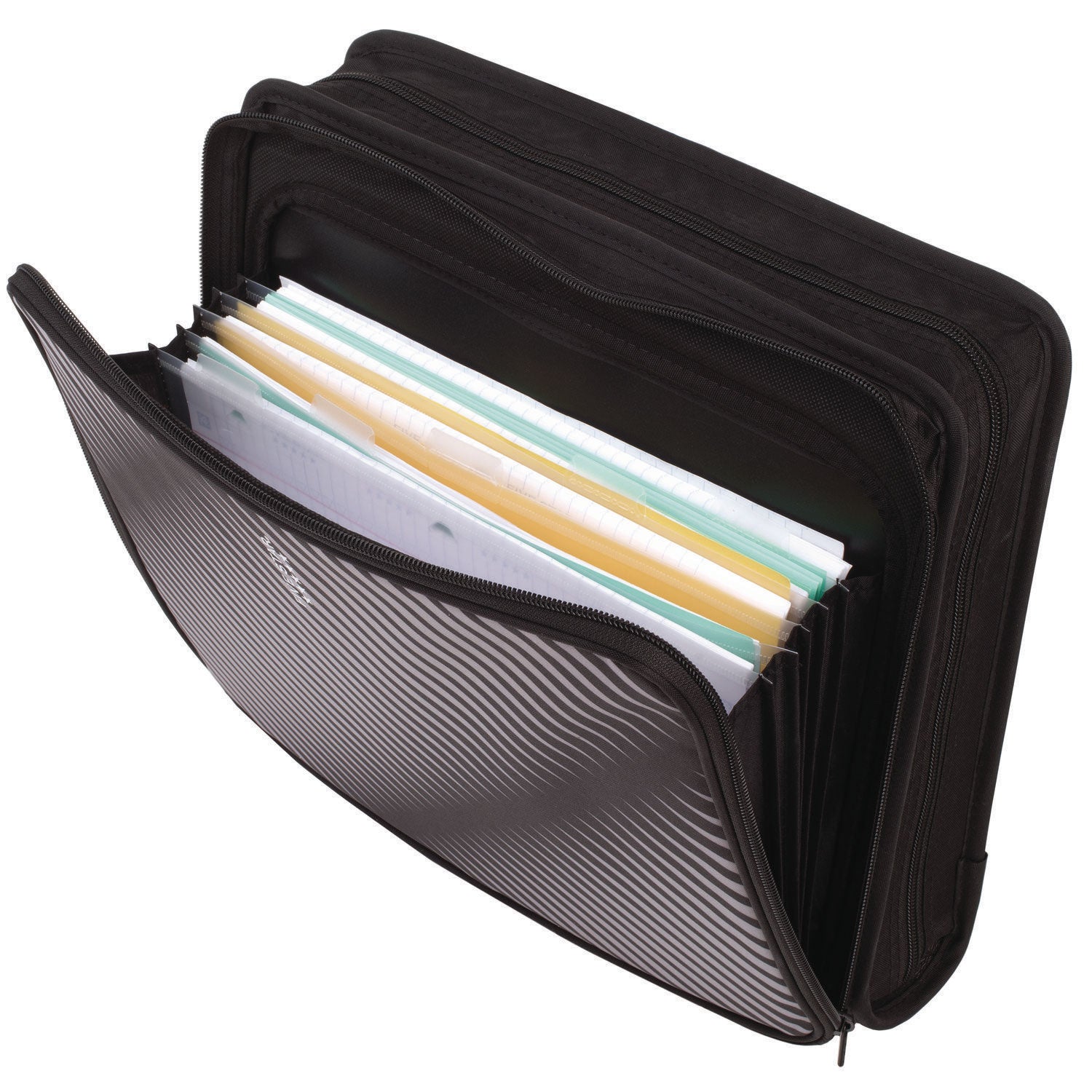 Zipper Binder, 3 Rings, 2" Capacity, 11 X 8.5, Black/gray Zebra Print Design