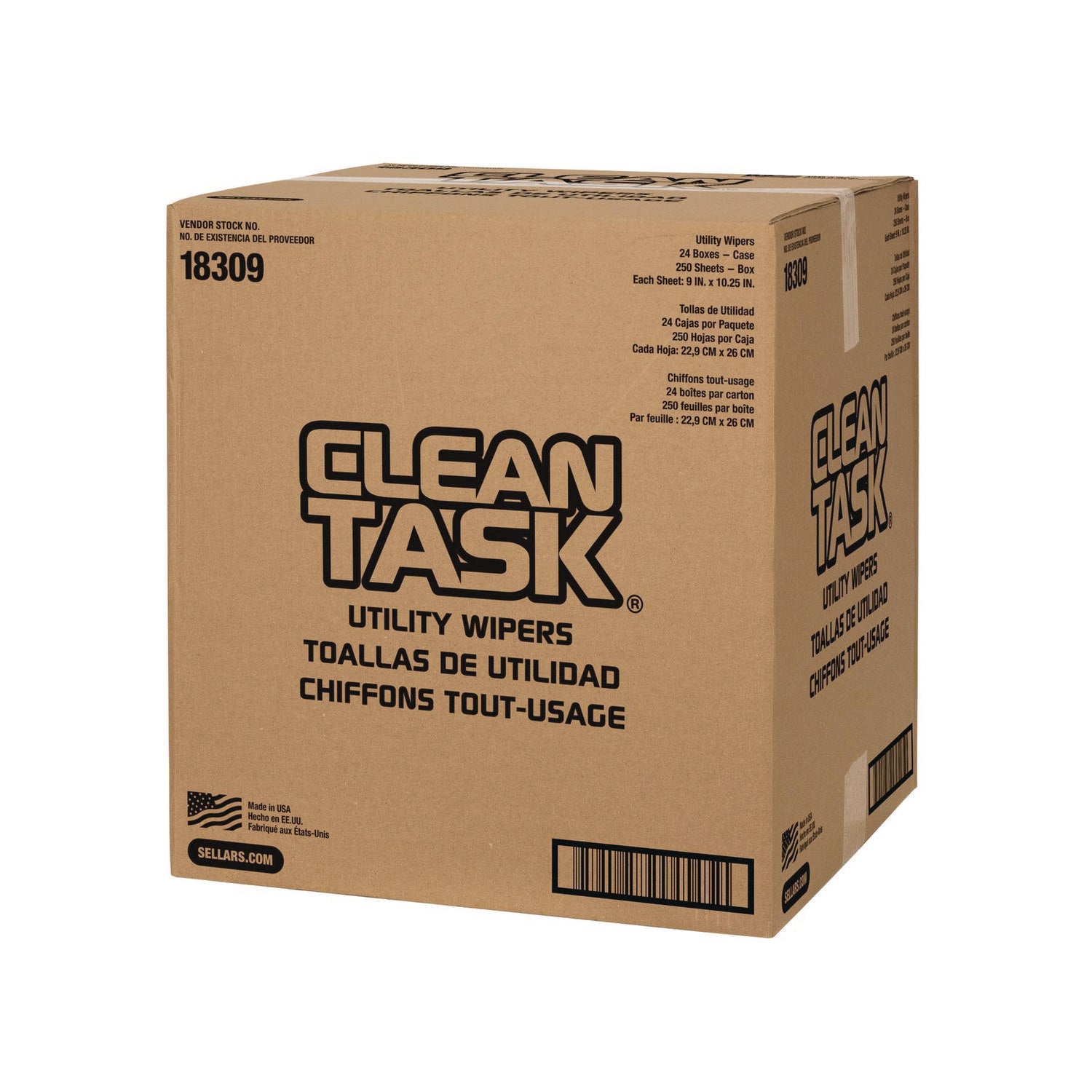 Clean Task Utility Wipers, 1-Ply, 9 x 10.25, White, 250 Sheets/Box, 24 Boxes/Carton