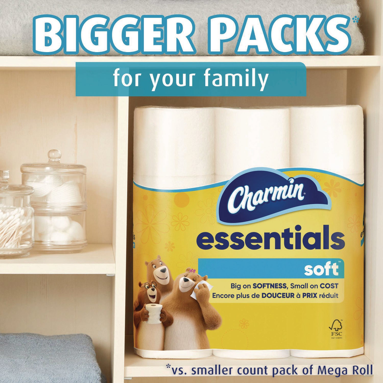 Essentials Soft Bathroom Tissue, Septic Safe, 2-Ply, White, 330 Sheets/Roll, 12 Rolls/Pack, 4 Packs/Carton