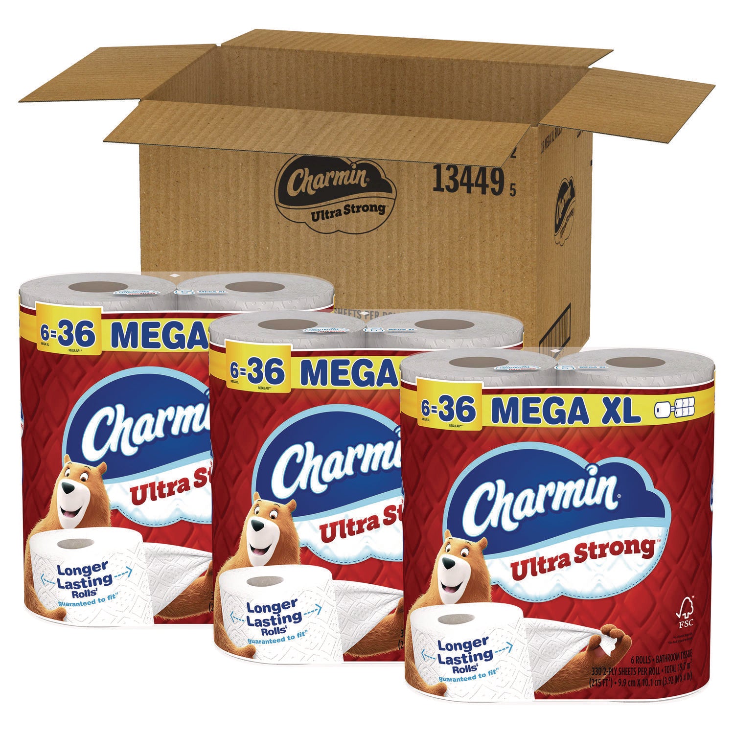 Ultra Strong Bathroom Tissue, Septic Safe, 2-Ply, White, 330 Sheets/Roll, 6 Rolls/Pack, 3 Packs/Carton