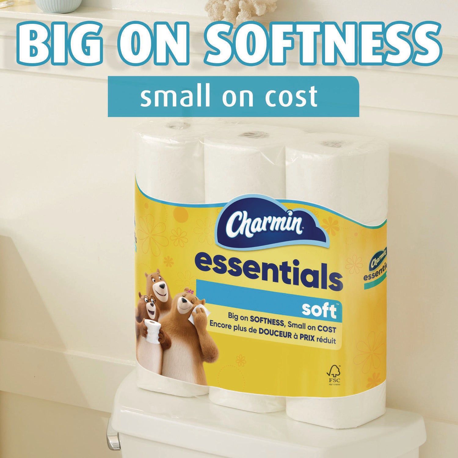 Essentials Soft Bathroom Tissue, Septic Safe, 2-Ply, 330 Sheets/Roll, 18 Rolls/Carton