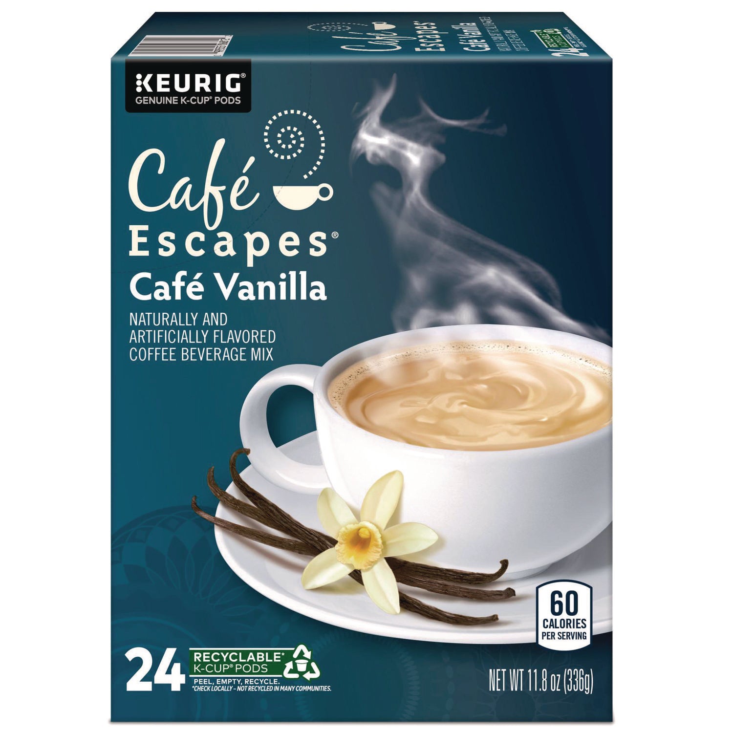 Compatible with Keurig Brewer - Light - K-Cup, Pod - Caf&eacute; Vanilla - Kosher - 24 / Box