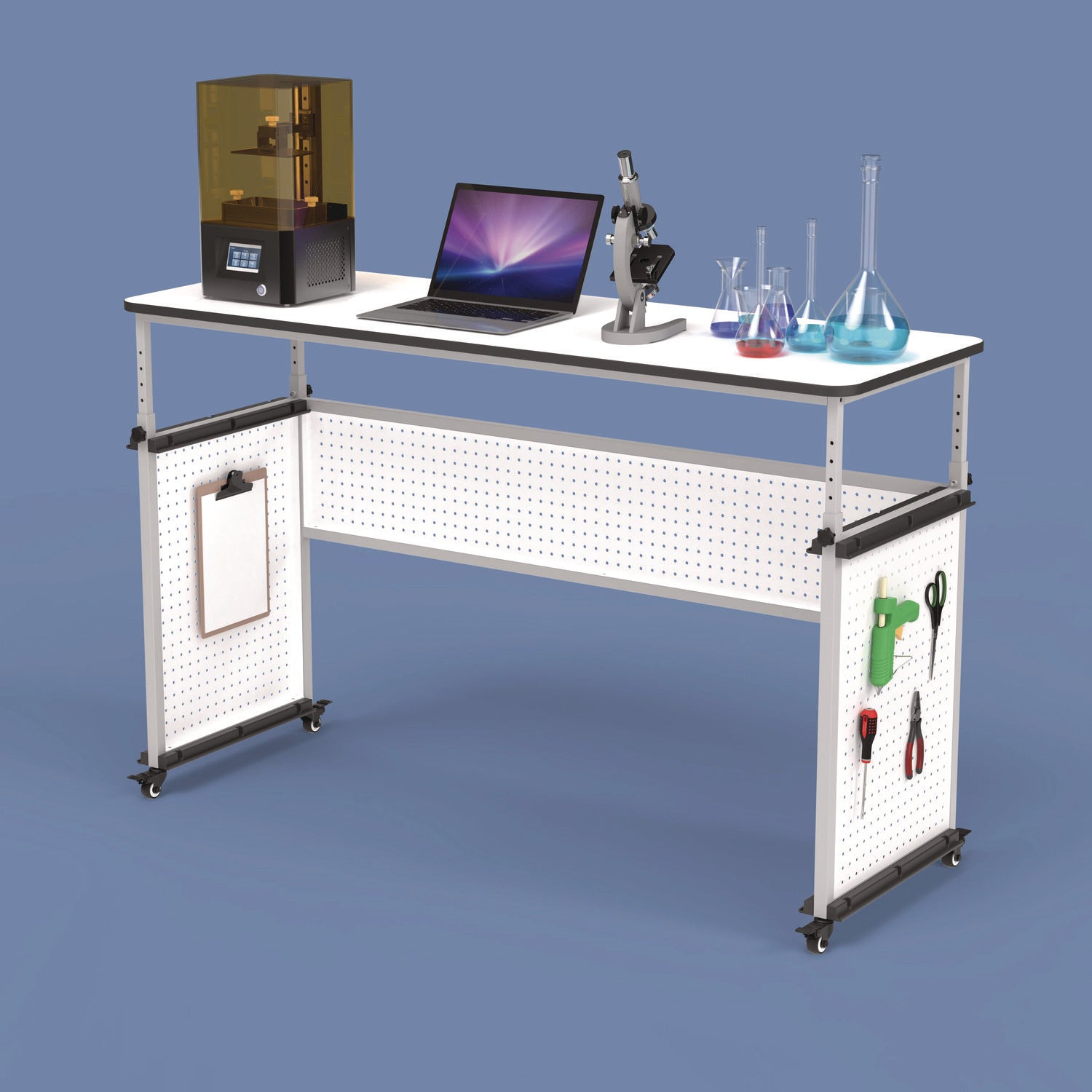 Modular Teacher'S Desk, 60.25 X 21 X 32 To 38, White
