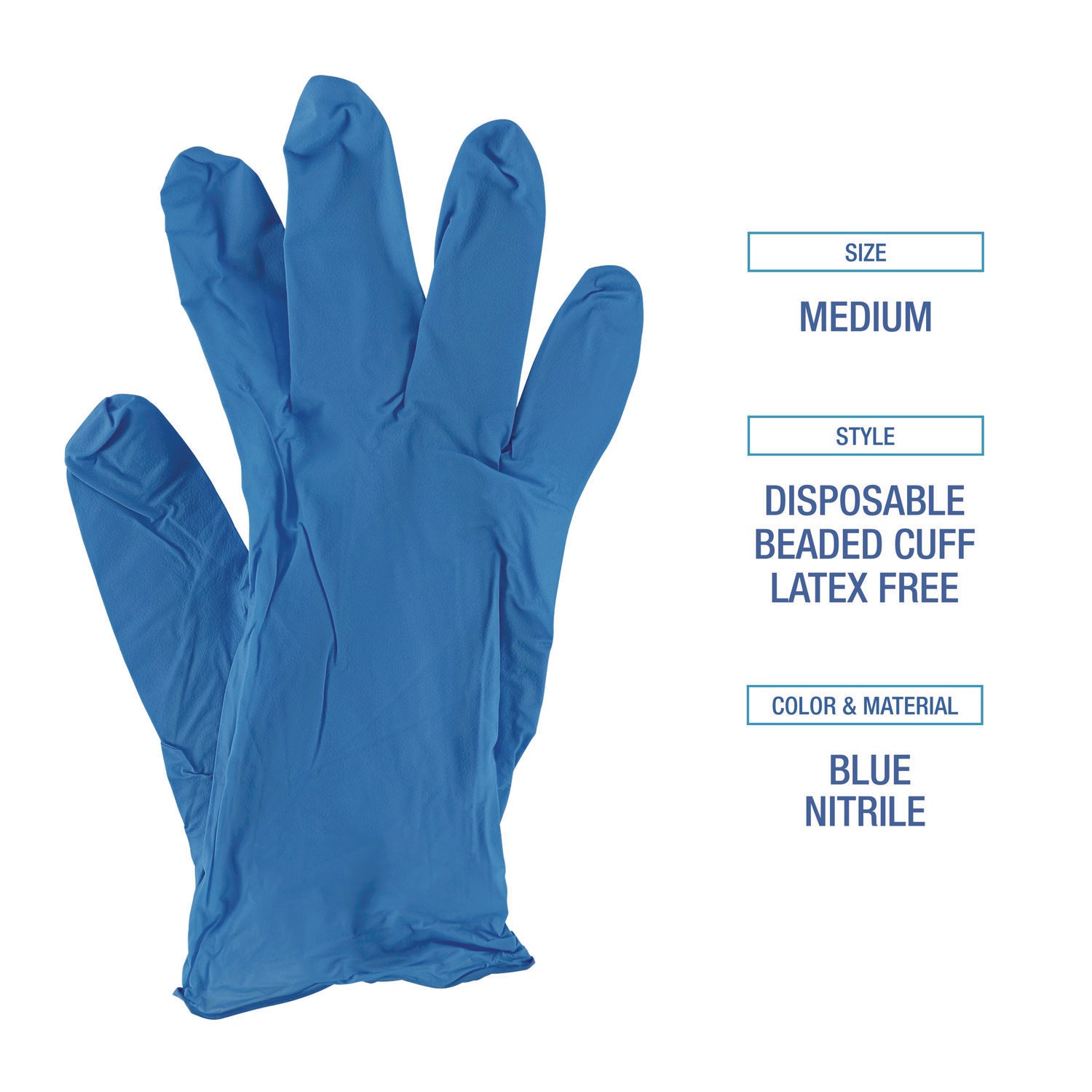 Disposable Powder-Free Nitrile Gloves, Small, Blue, 5 mil, 100/Box, 10 Boxes/Carton