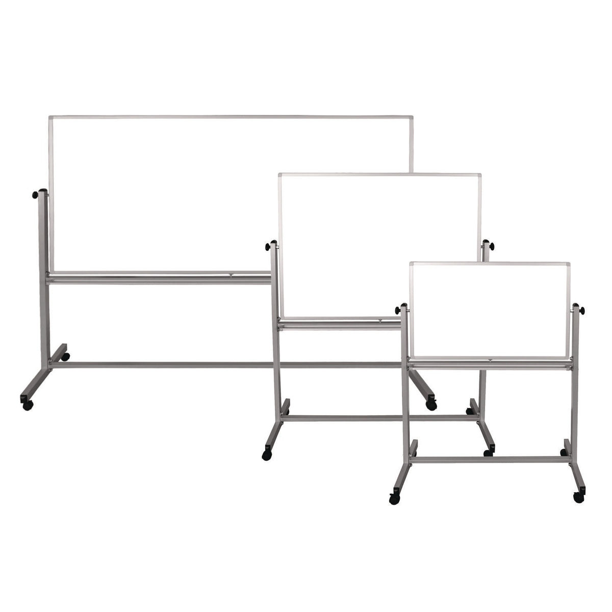 Mobile Magnetic Whiteboard, 36" x 24", White Surface, Silver Aluminum Frame