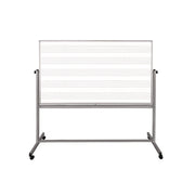 Mobile Music Staff Whiteboard, Dual-Sided Music Notation, 72" X 48", White Surface, Silver Aluminum Frame
