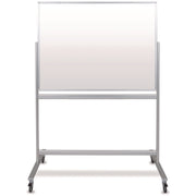 Mobile Magnetic Glass Dry Erase Board, 48" X 36", White Surface, Silver Aluminum Frame