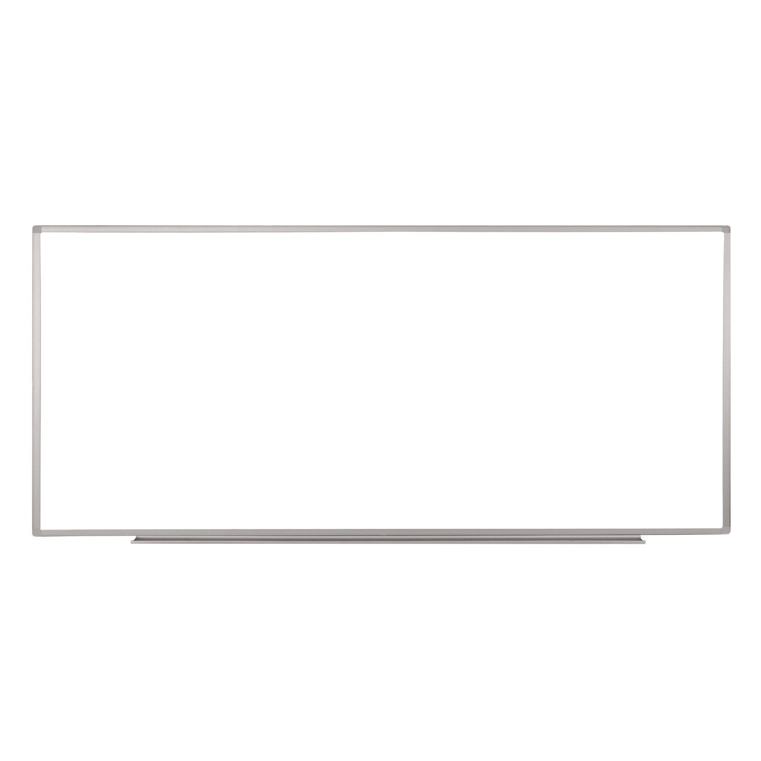 Wall-Mounted Magnetic Whiteboard, 96" X 40", White Surface, Silver Aluminum Frame