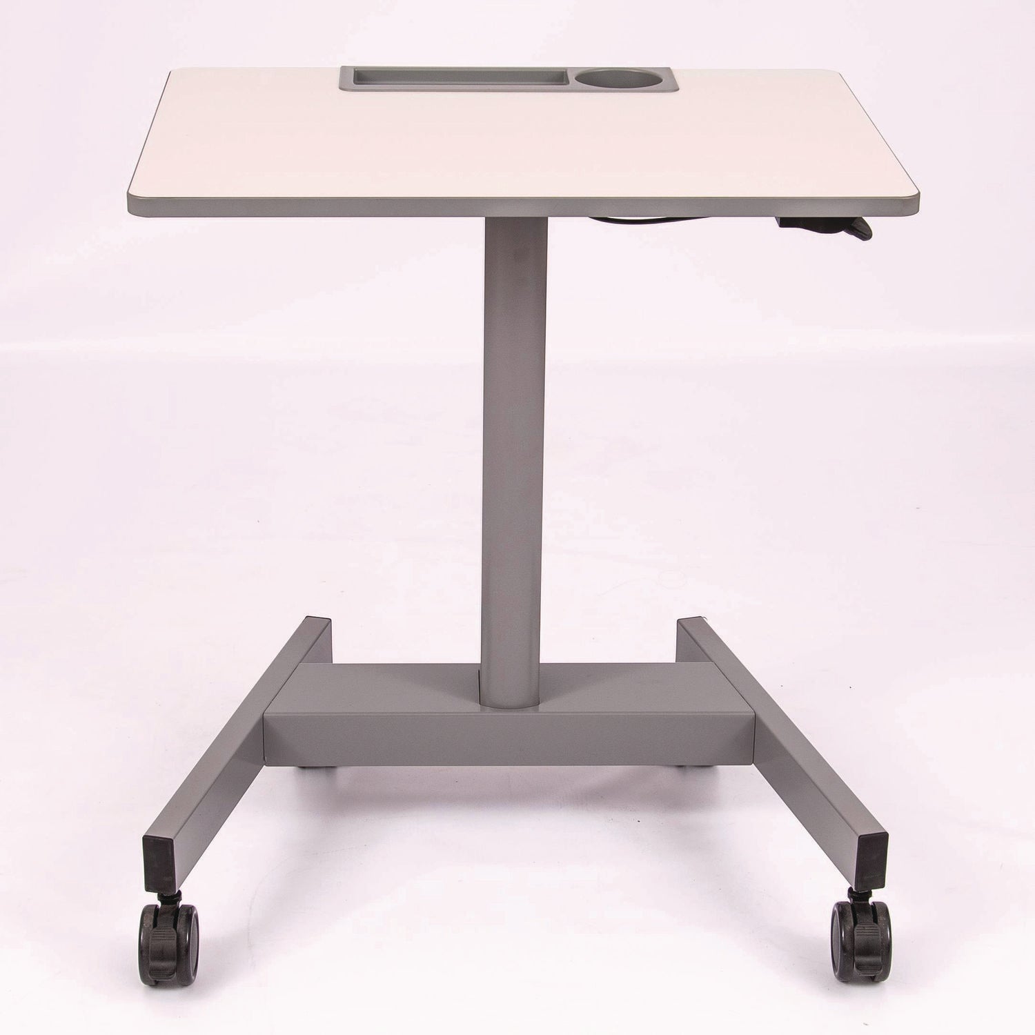 Pneumatic Sit Stand Desk, 27.5 X 19.5 X 26.25 To 42, White/Gray