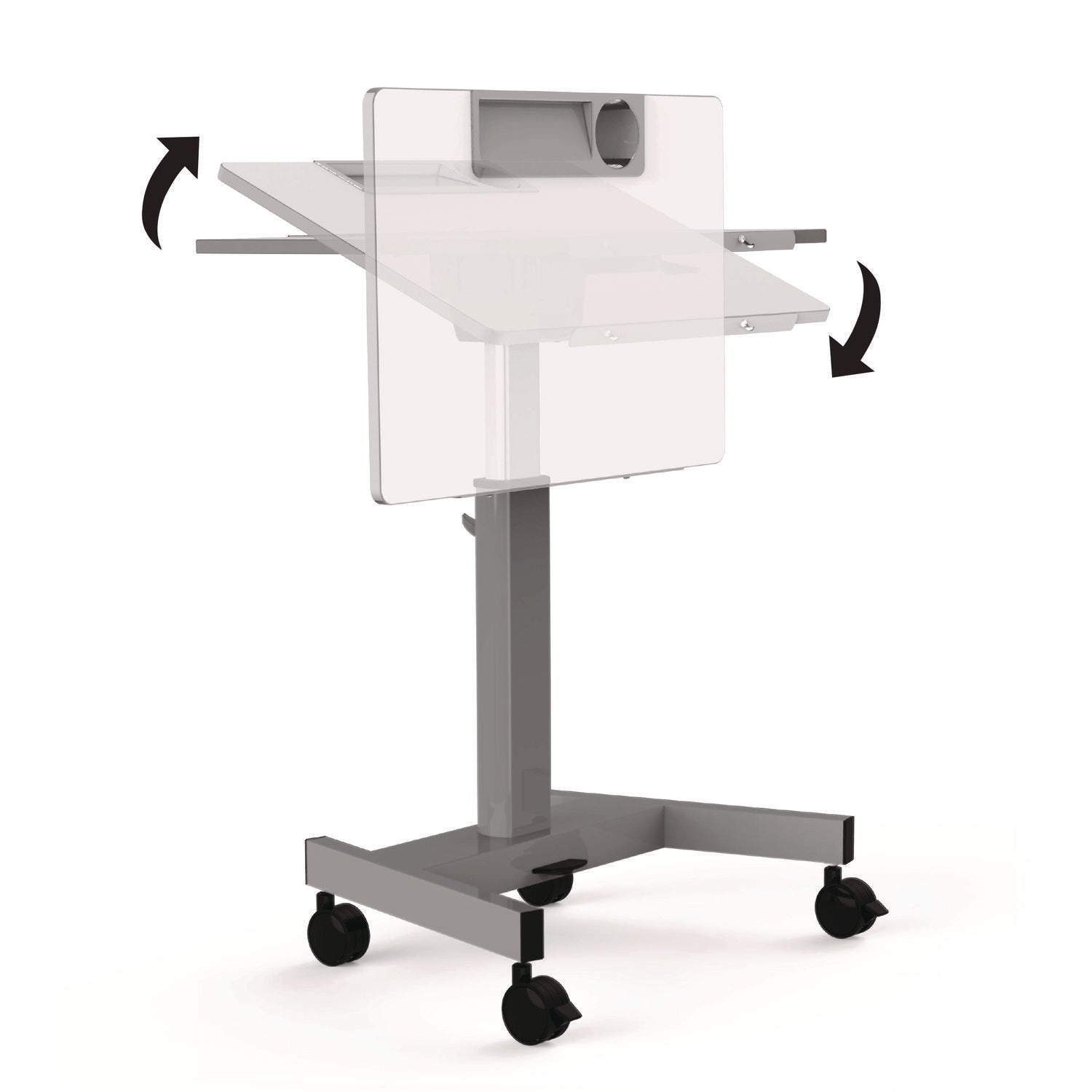 Pneumatic Adjustable Height Flip Top Student Desk, 27.5 X 19.5 X 26.25 To 42, White/Gray