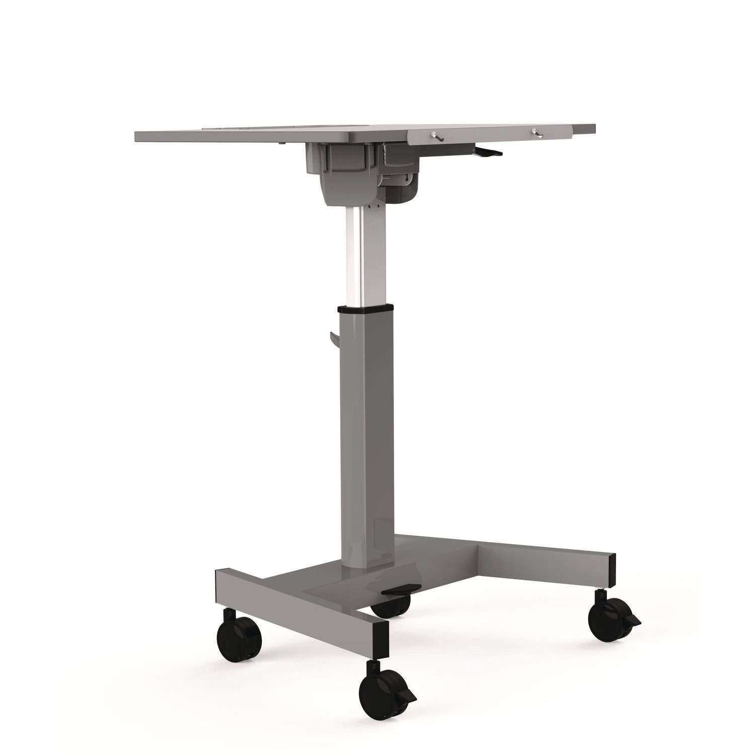 Pneumatic Adjustable Height Flip Top Student Desk, 27.5 X 19.5 X 26.25 To 42, White/Gray