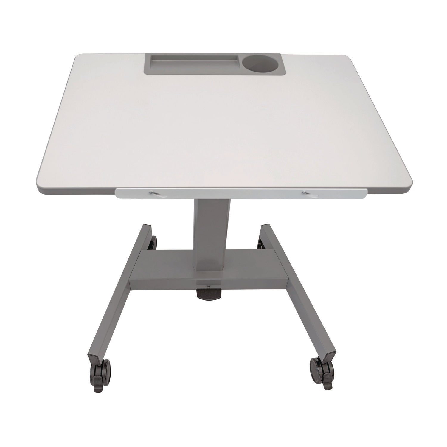 Pneumatic Adjustable Height Flip Top Student Desk, 27.5 X 19.5 X 26.25 To 42, White/Gray