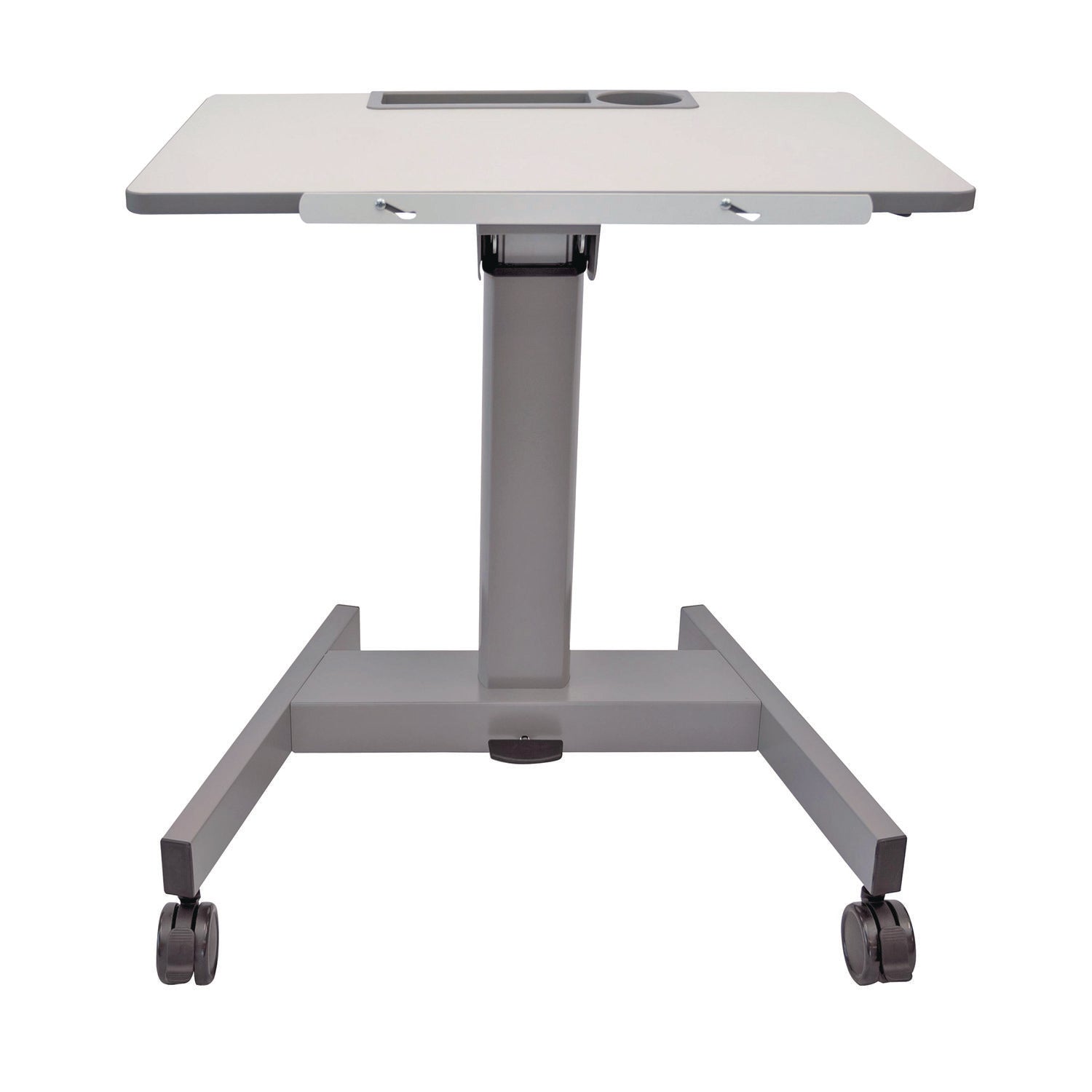 Pneumatic Adjustable Height Flip Top Student Desk, 27.5 X 19.5 X 26.25 To 42, White/Gray