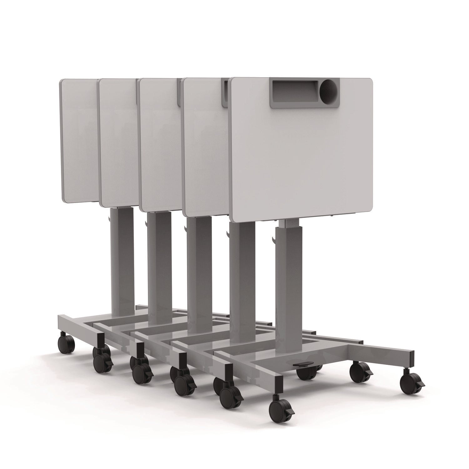 Pneumatic Adjustable Height Flip Top Student Desk, 27.5 X 19.5 X 26.25 To 42, White/Gray