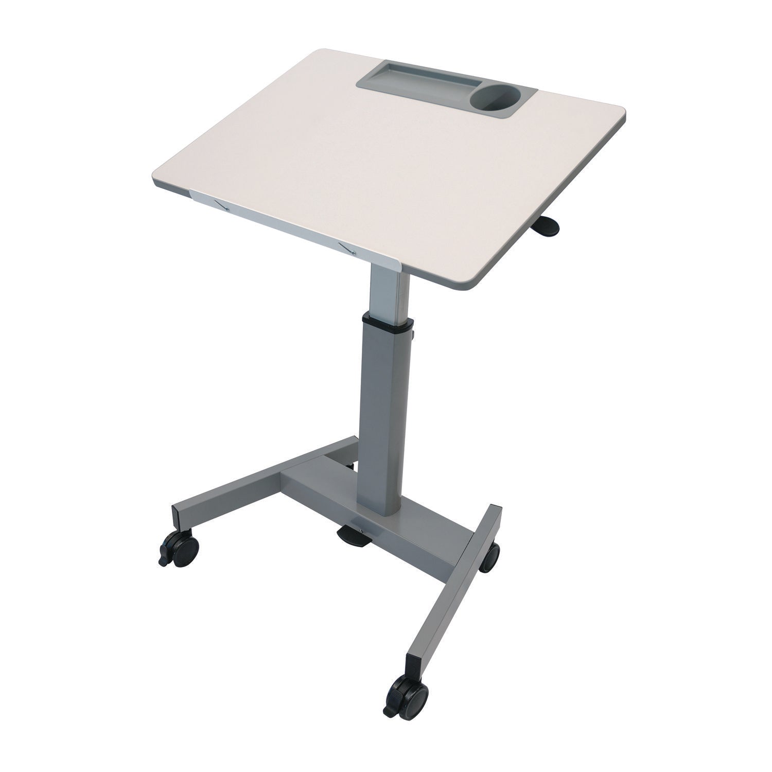 Pneumatic Adjustable Height Flip Top Student Desk, 27.5 X 19.5 X 26.25 To 42, White/Gray