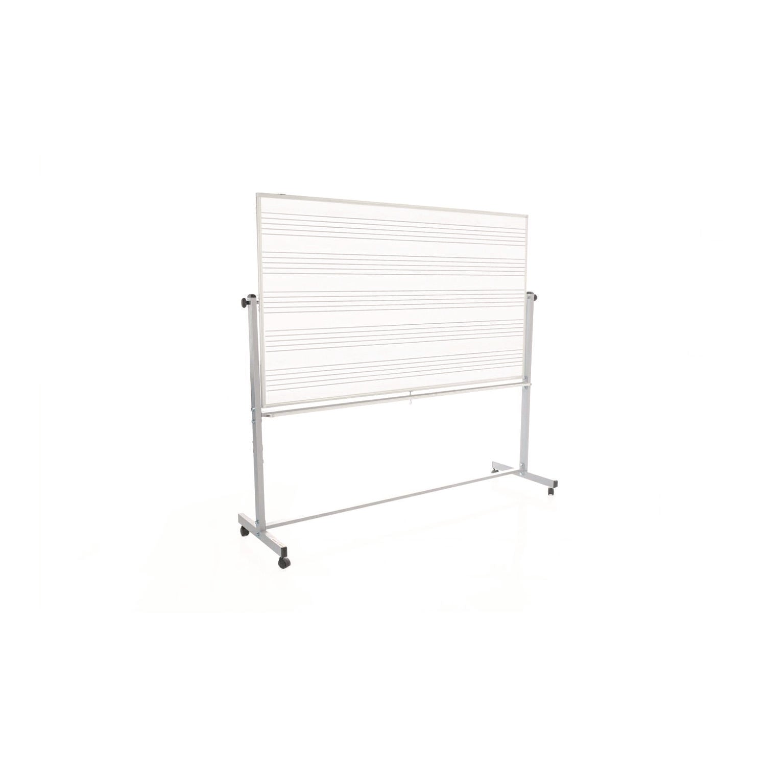 Mobile Music Staff Whiteboard, Dual-Sided Music Notation, 72" X 48", White Surface, Silver Aluminum Frame