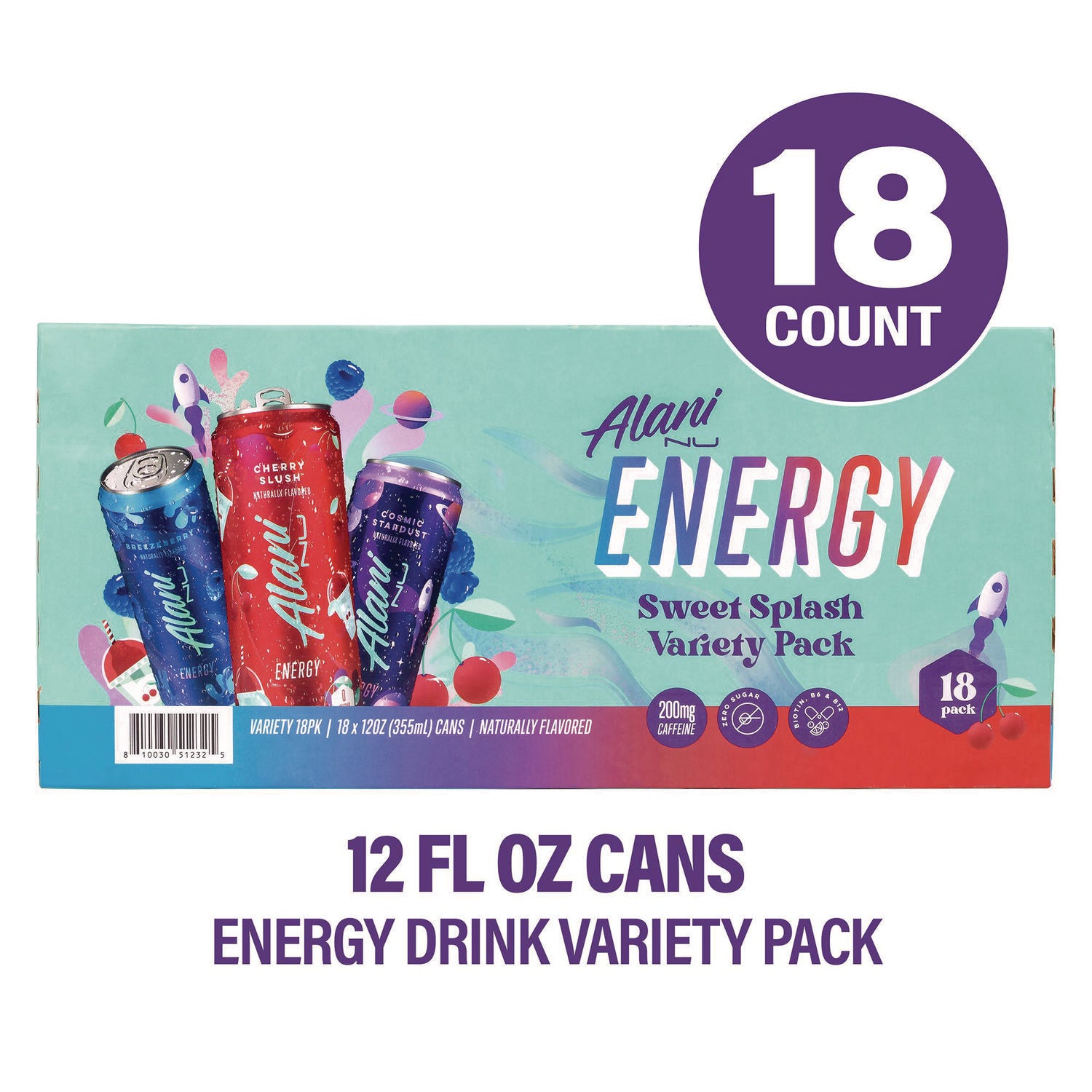 Sugar Free - 12 fl oz (355 mL) - Cherry Slush, Cosmic Stardust, Berry Blaze - 18/Carton - 1 Carton