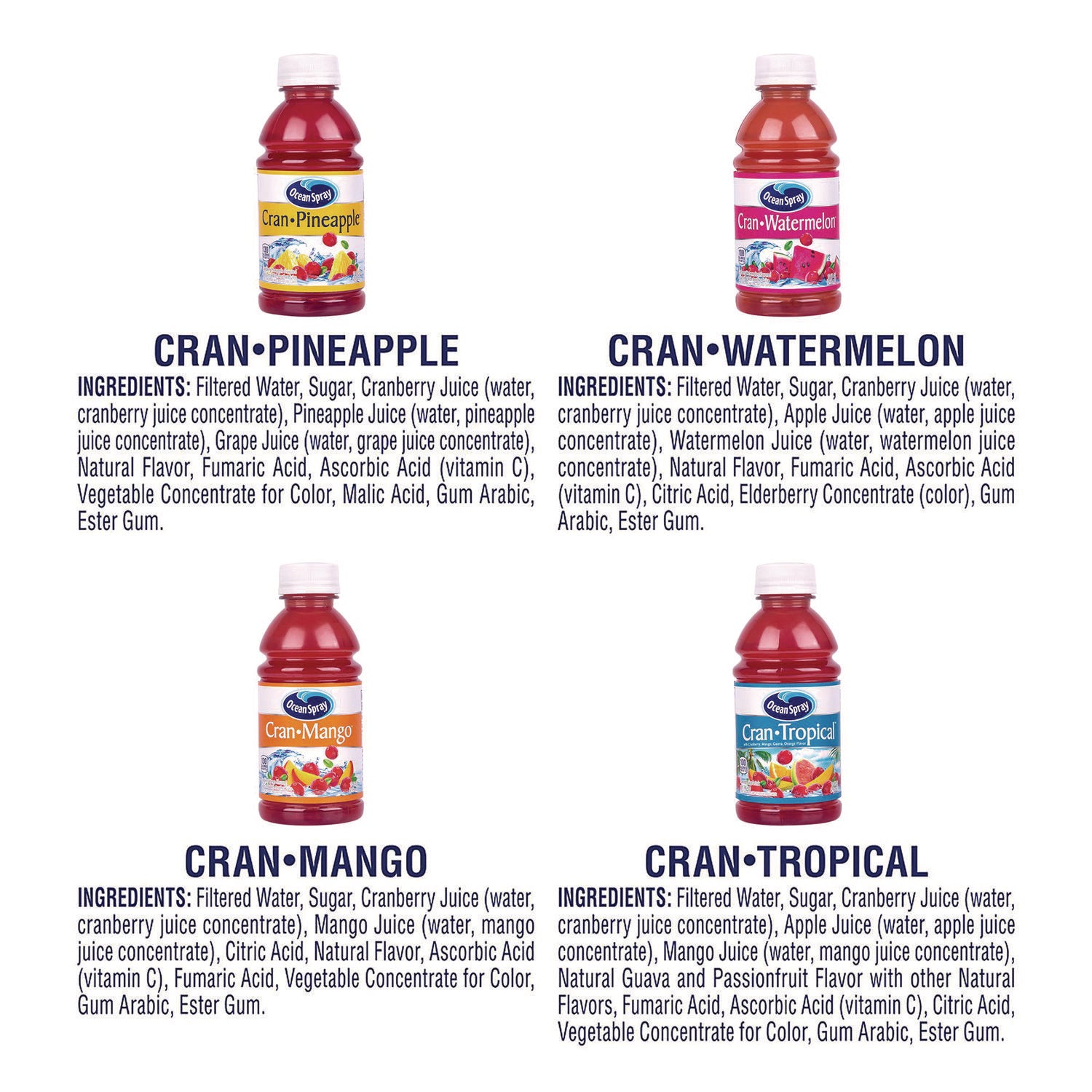 Cran Tropical, Cran Pineapple, Cran Mango, Cran Watermelon - 24 / Carton