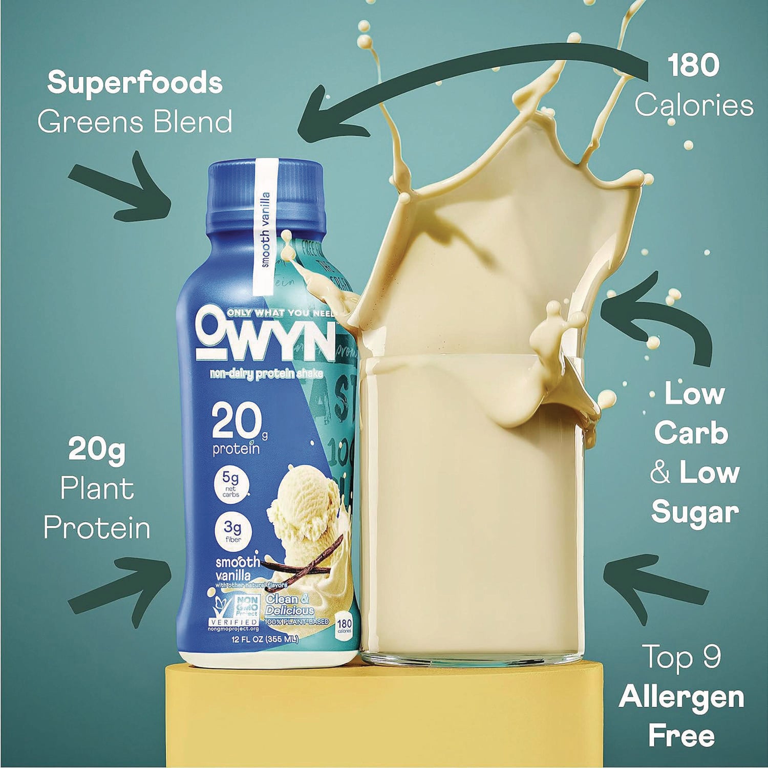 20 g Protein Drink, Vanilla, 12 oz Bottle, 12/Carton