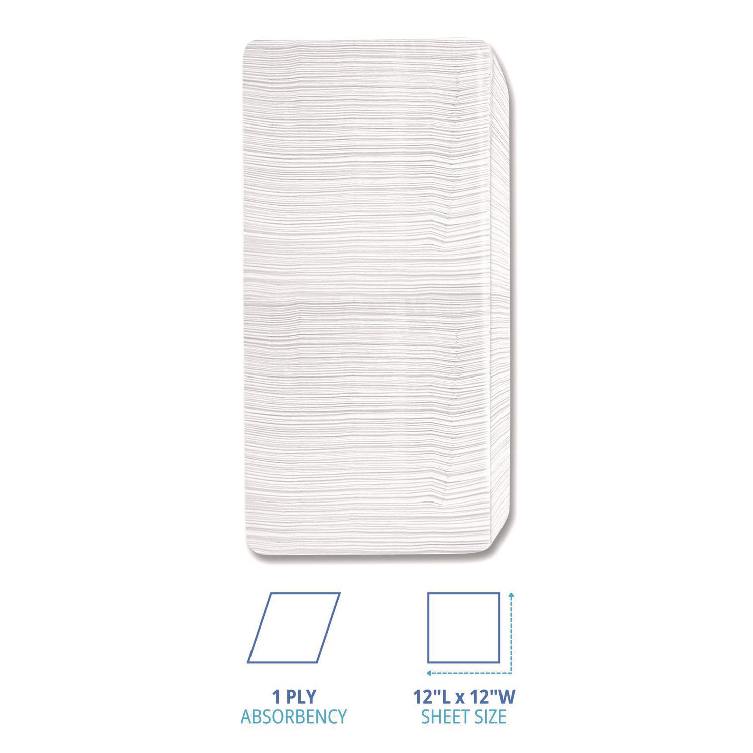 1/4-Fold Lunch Napkins, 1-Ply, 12" x 12", White, 500/Pack