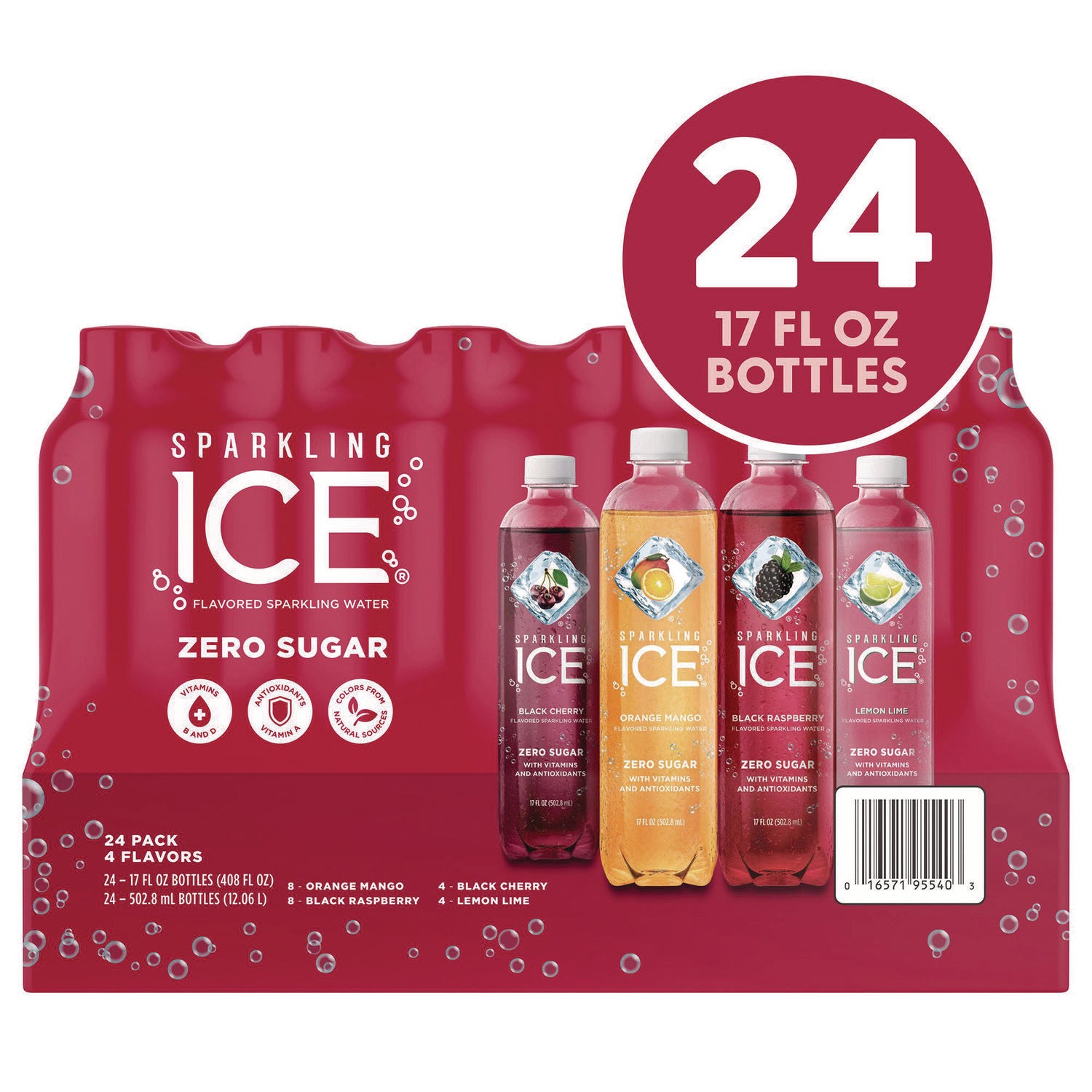 Black Cherry, Lemon Lime, Orange Mango, Raspberry - 1 / Carton