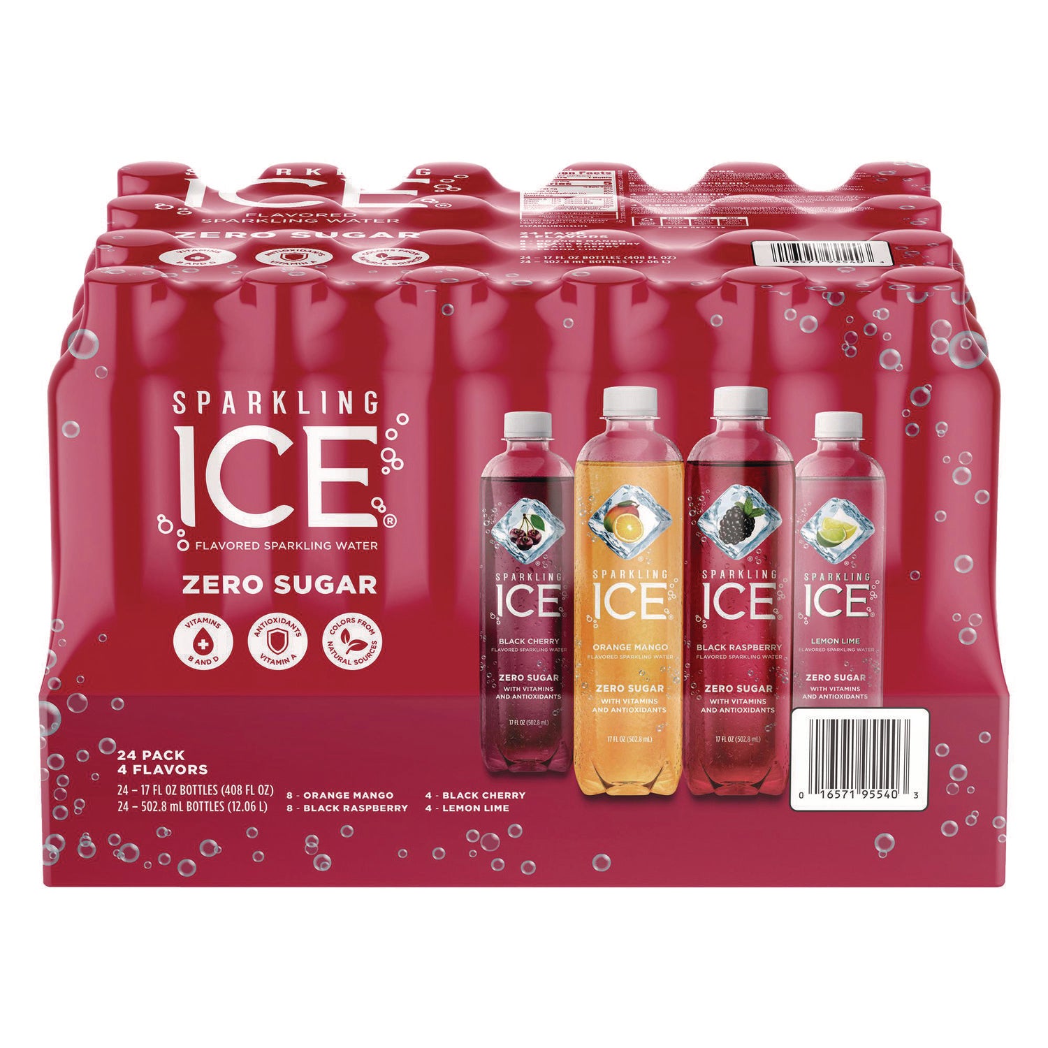 Black Cherry, Lemon Lime, Orange Mango, Raspberry - 1 / Carton