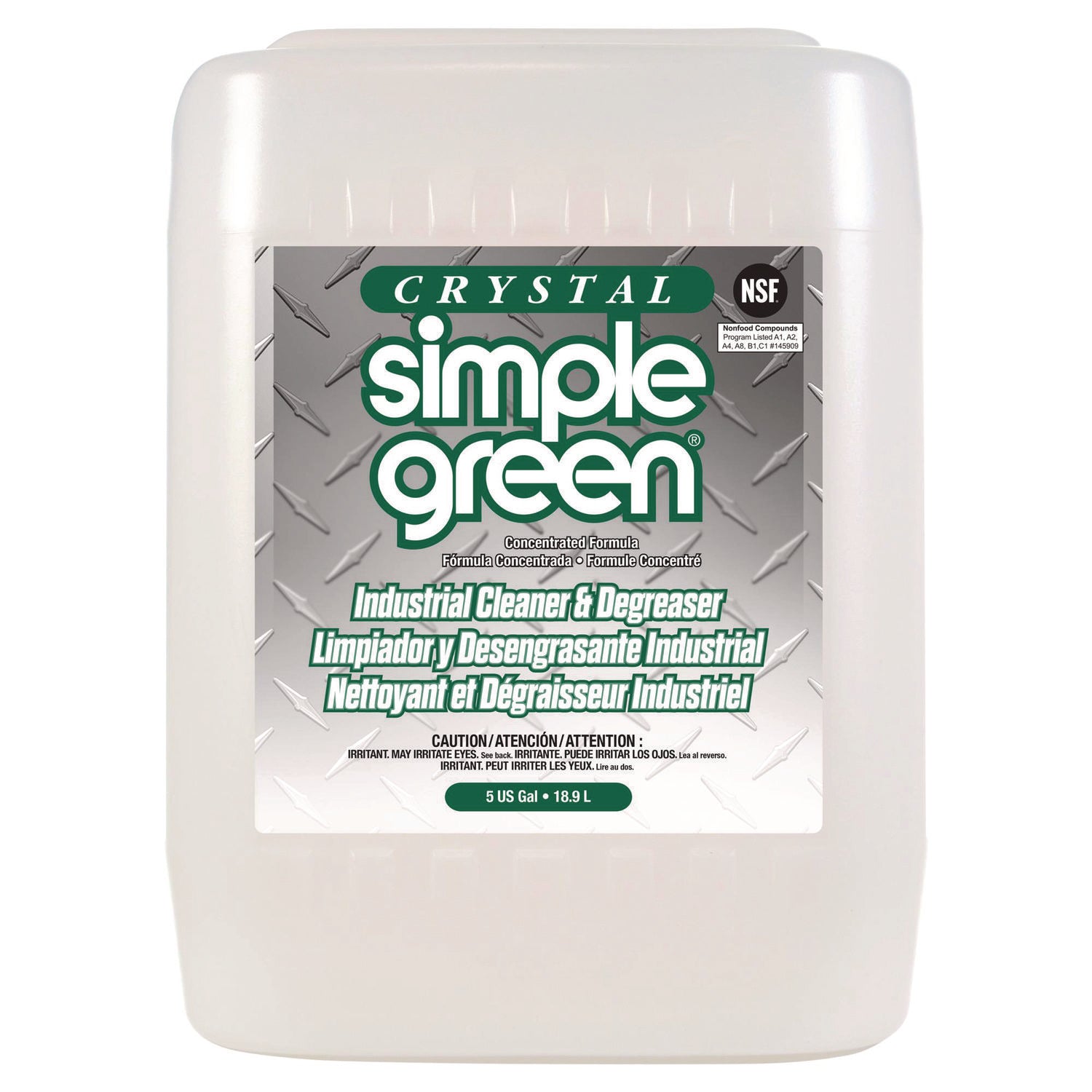Simple Green Crystal Industrial Cleaner/Degreaser, Concentrate, 640 fl oz (20 quart), Non-flammable, Fragrance-free, Color-free, Clear, 1 Each