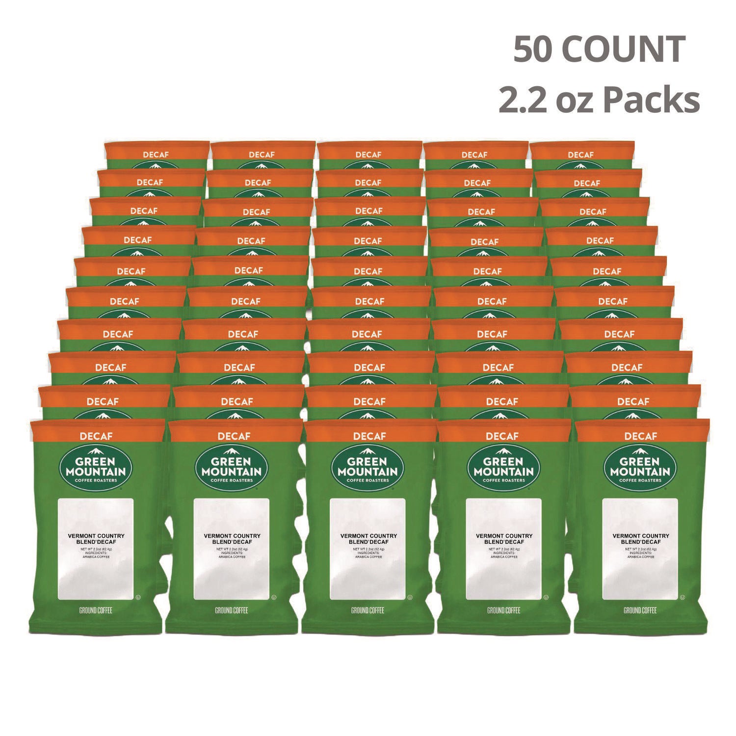Vermont Country Blend Decaf Coffee Fraction Packs, 2.2oz, 50/carton
