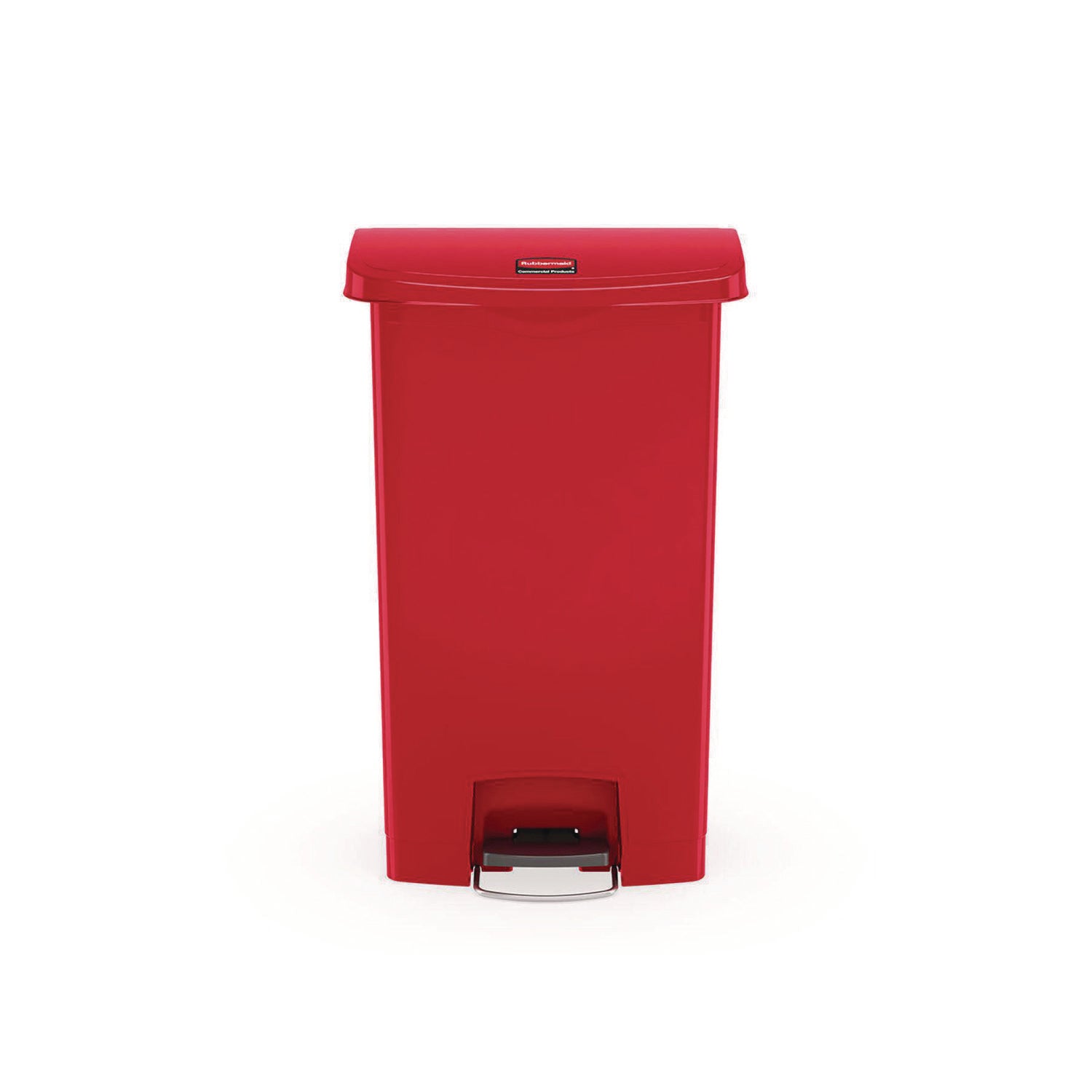 Rubbermaid Commercial Slim Jim 18-gal Step-On Container, Red, Hinged Lid, Foot Pedal, Plastic/Resin, 31.6" H x 12.2" W x 19.7" L, 1 Each