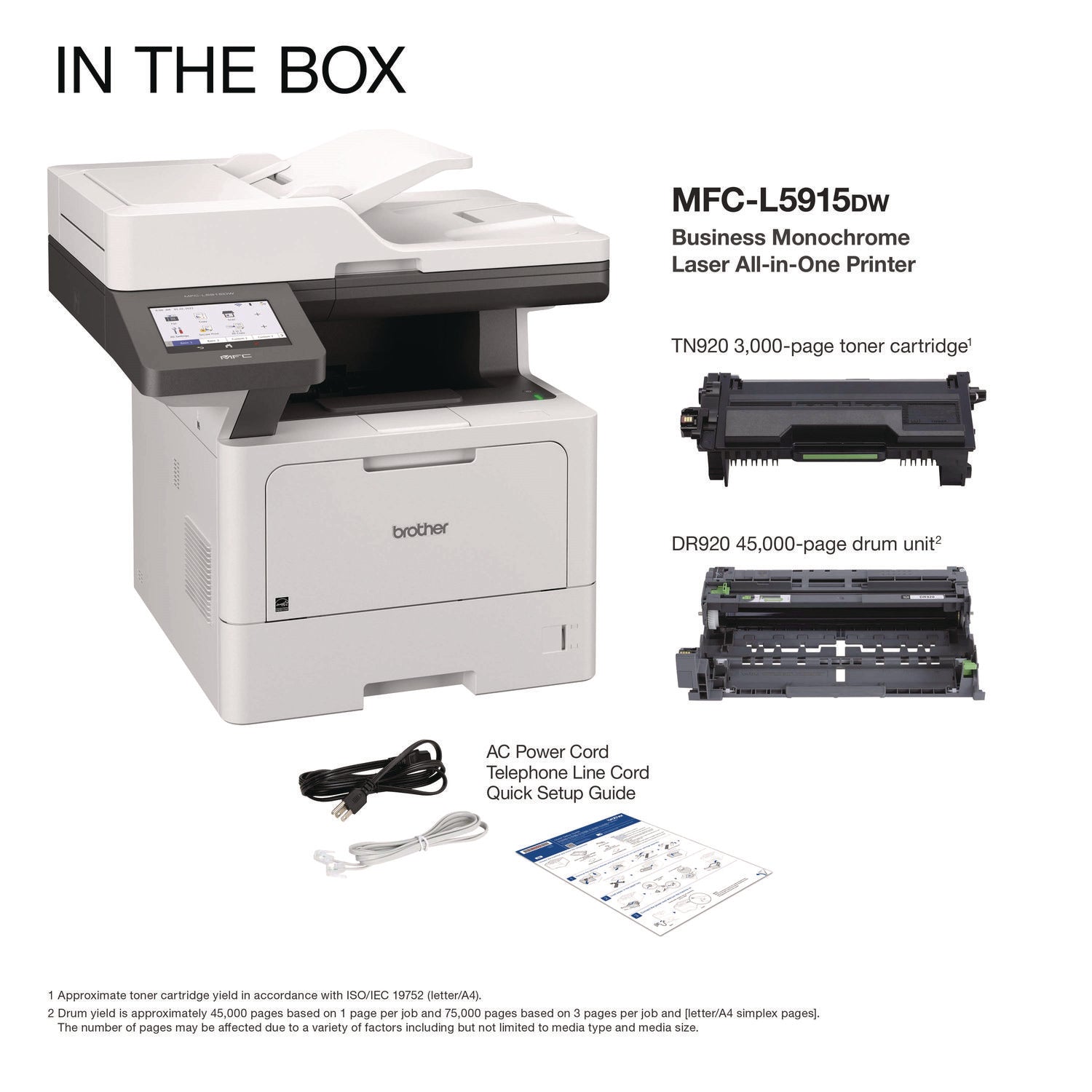 MFC-L5915DW Business Monochrome AIO Laser Printer, Copy/Fax/Print/Scan
