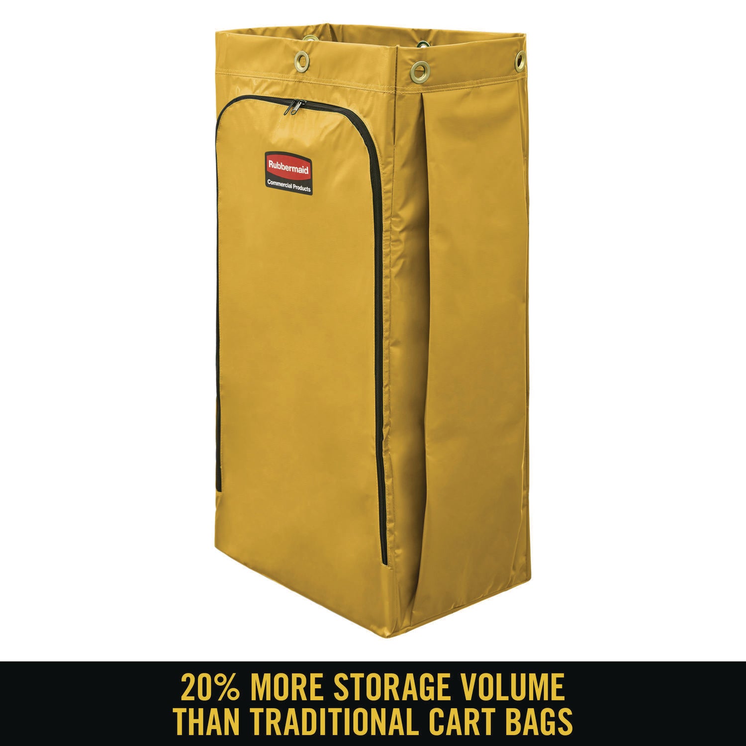 34 gal Capacity - 16.80" Length x 10.50" Width - Zipper Closure - Yellow - Vinyl - Janitorial Cart - 1 Each