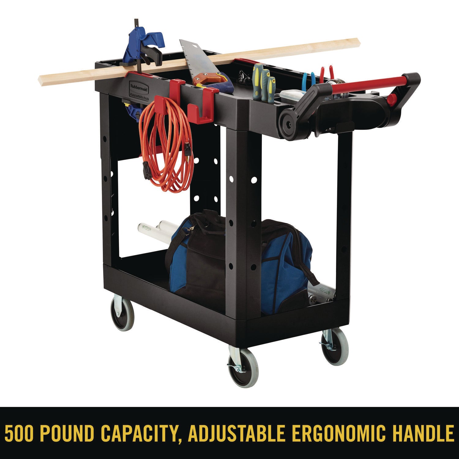 Push/Pull Handle - 520 lb Load Capacity - 4 Casters - 4" Caster Size - Plywood, Foam - 46.20" Length x 17.75" Width x 36" Height - Black - 1 Each