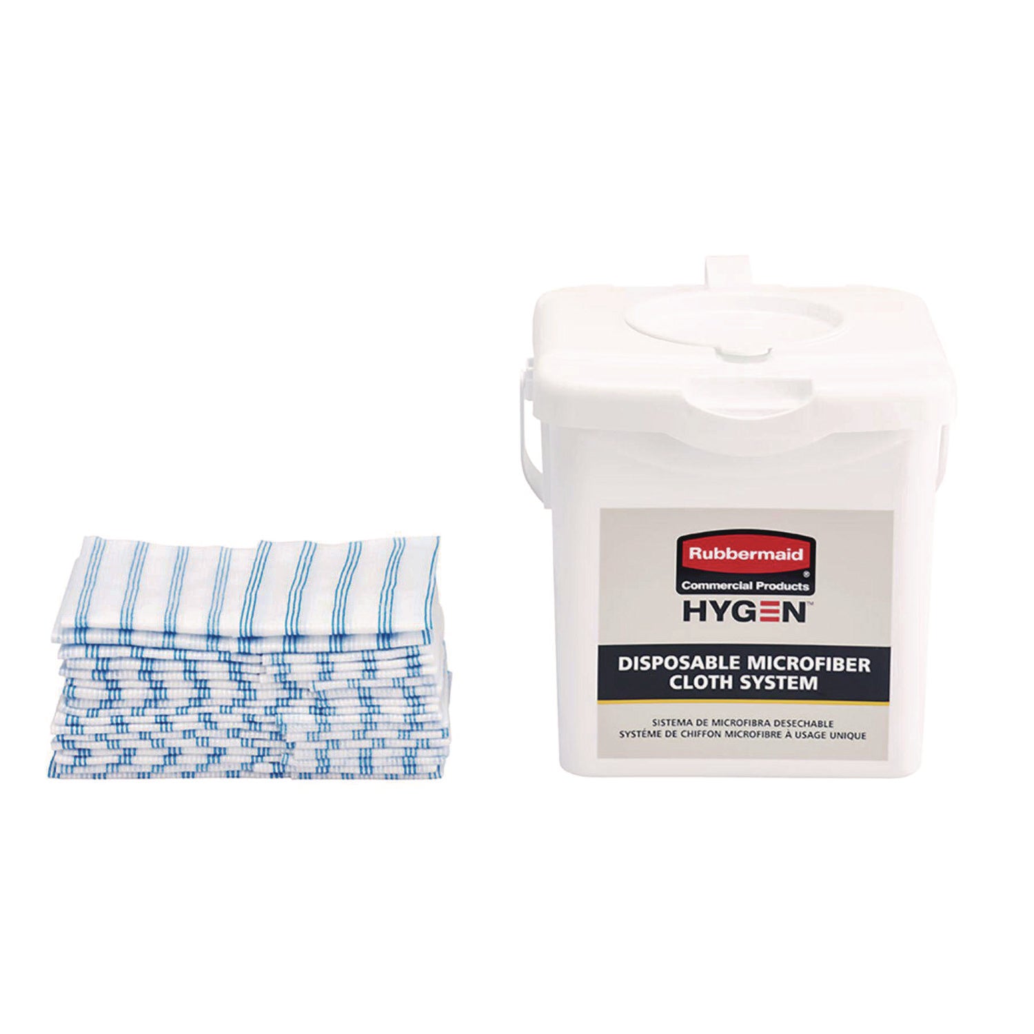 Rubbermaid Commercial HYGEN Microfiber Cloths - 12" Length x 12" Width - Disinfectant, Low Linting, Built-In Scrubber, Disposable, Contaminant-free - Blue - 10/Pack - 60 / Carton