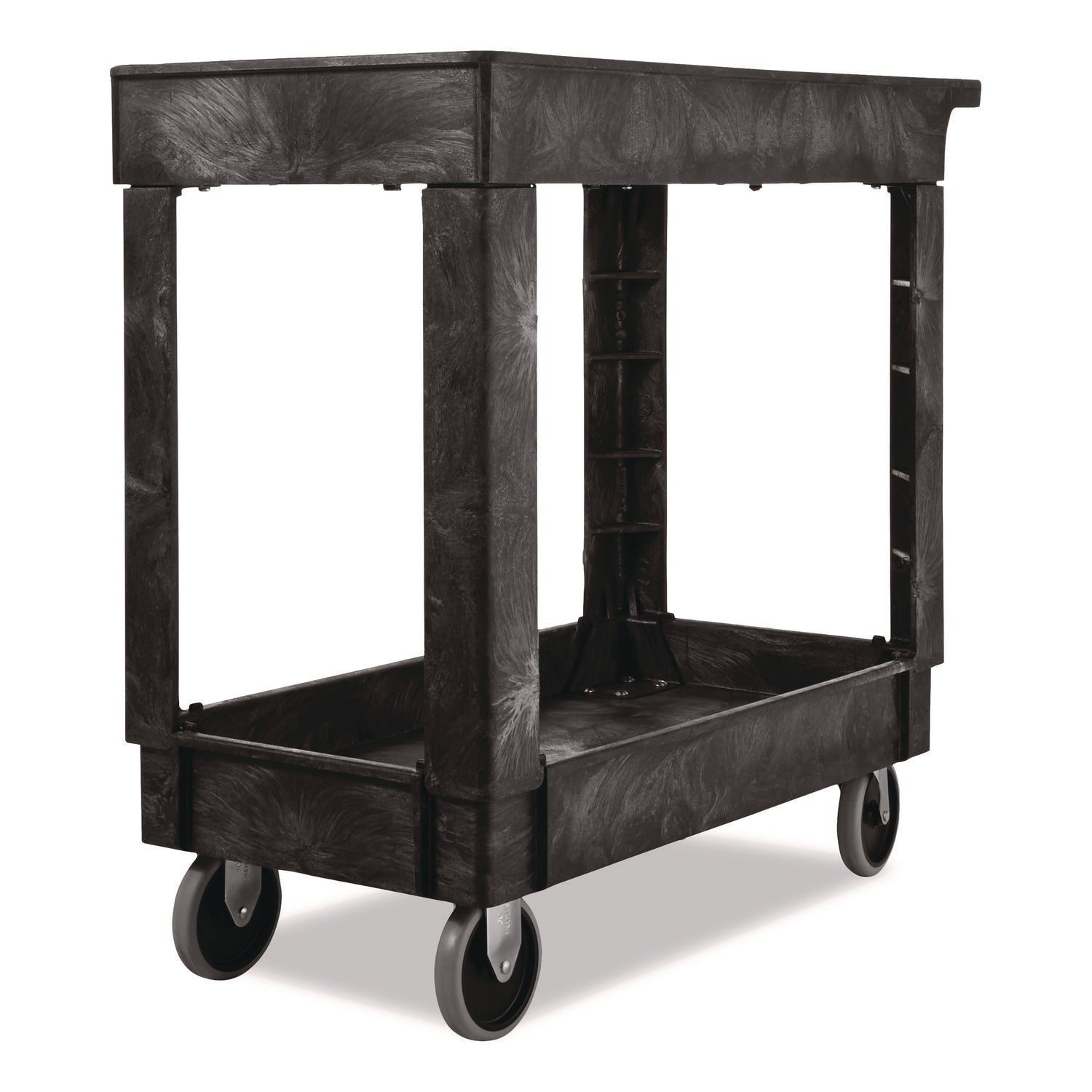 2 Shelf - 500 lb Load Capacity - 4 Casters - 5" Caster Size - 34.25" Length x 17.37" Width x 31.50" Height - Black - 1 Each