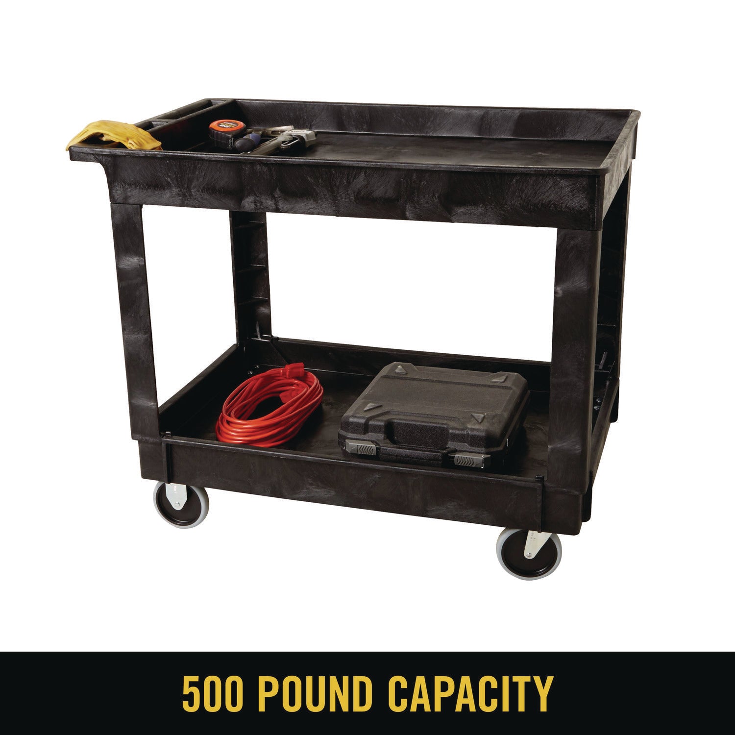 2 Shelf - Push Handle Handle - 4" Caster Size - Foam - 40.25" Length x 25.63" Width x 32.50" Height - Black - 1 Each