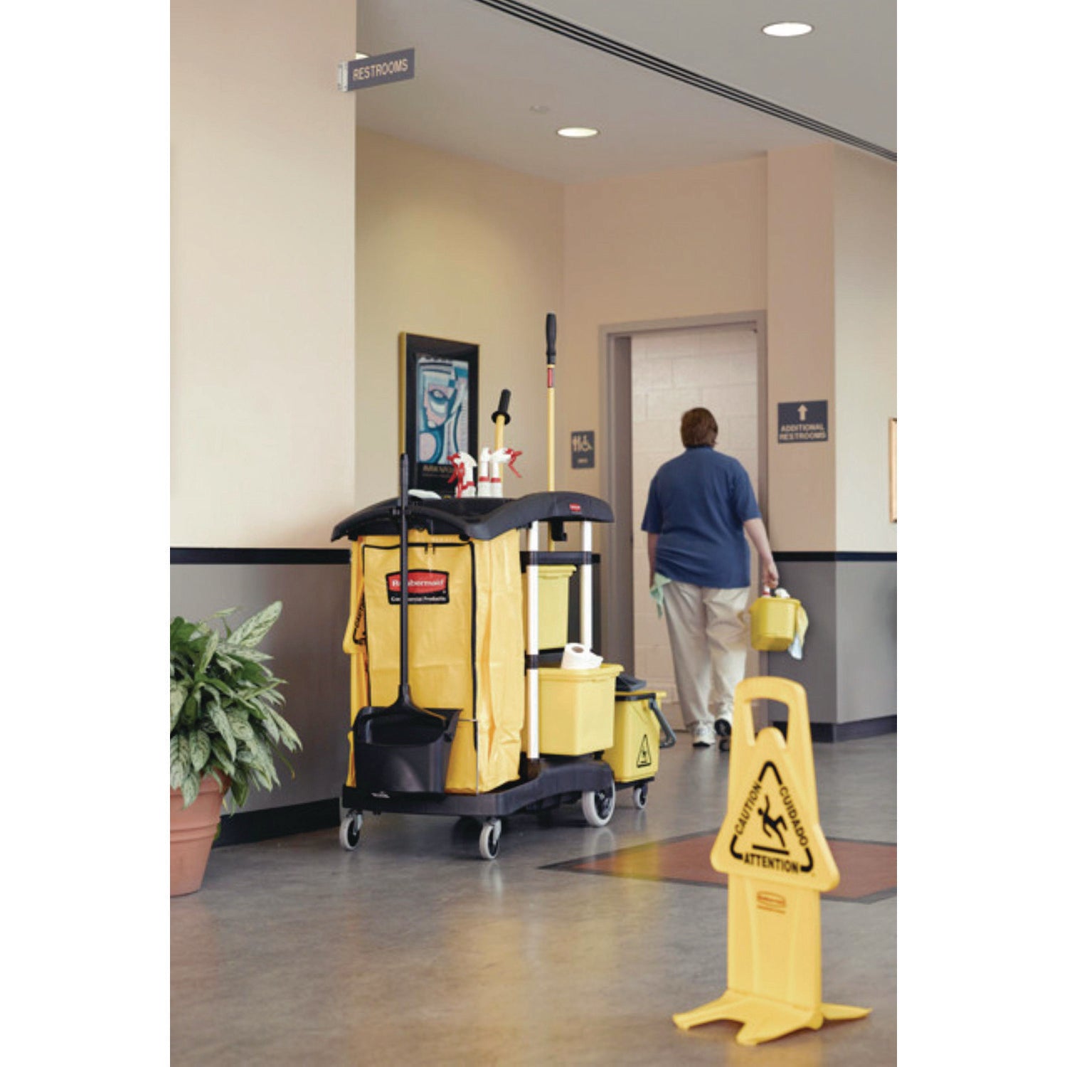 4" Caster Size - 48.25" Width x 22" Depth x 44" Height - Yellow, Black - 1 Each