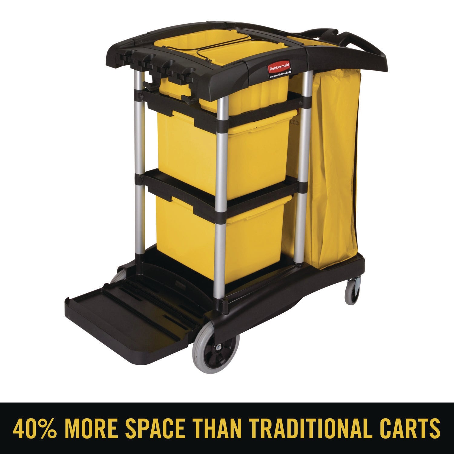 4" Caster Size - 48.25" Width x 22" Depth x 44" Height - Yellow, Black - 1 Each